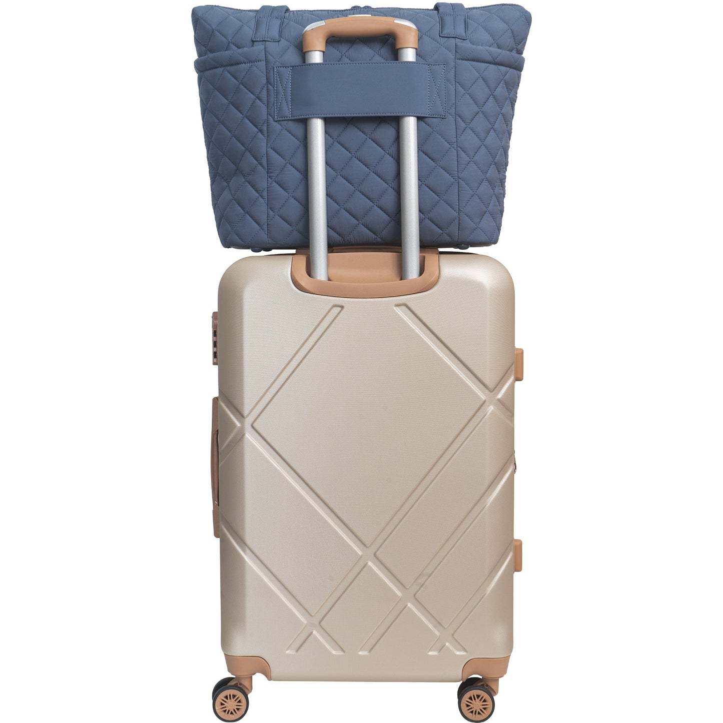 Ellen Tracy 20 Inch Diamond Quilted Nylon Large Travel Workbook Tote Bag