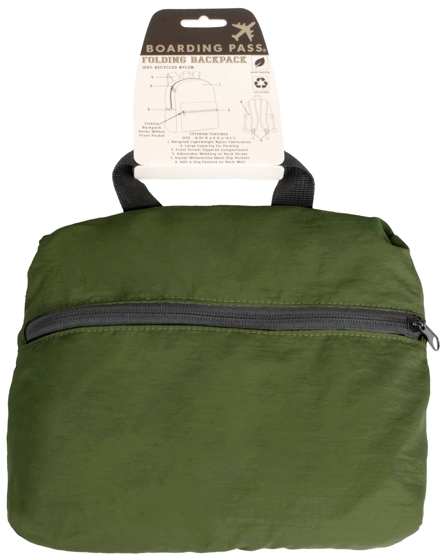 Boarding Pass Recycled Foldable & Packable Pouch Backpack