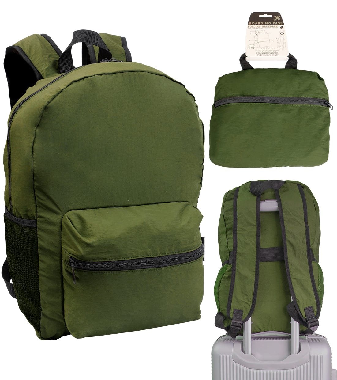 Boarding Pass Recycled Foldable & Packable Pouch Backpack
