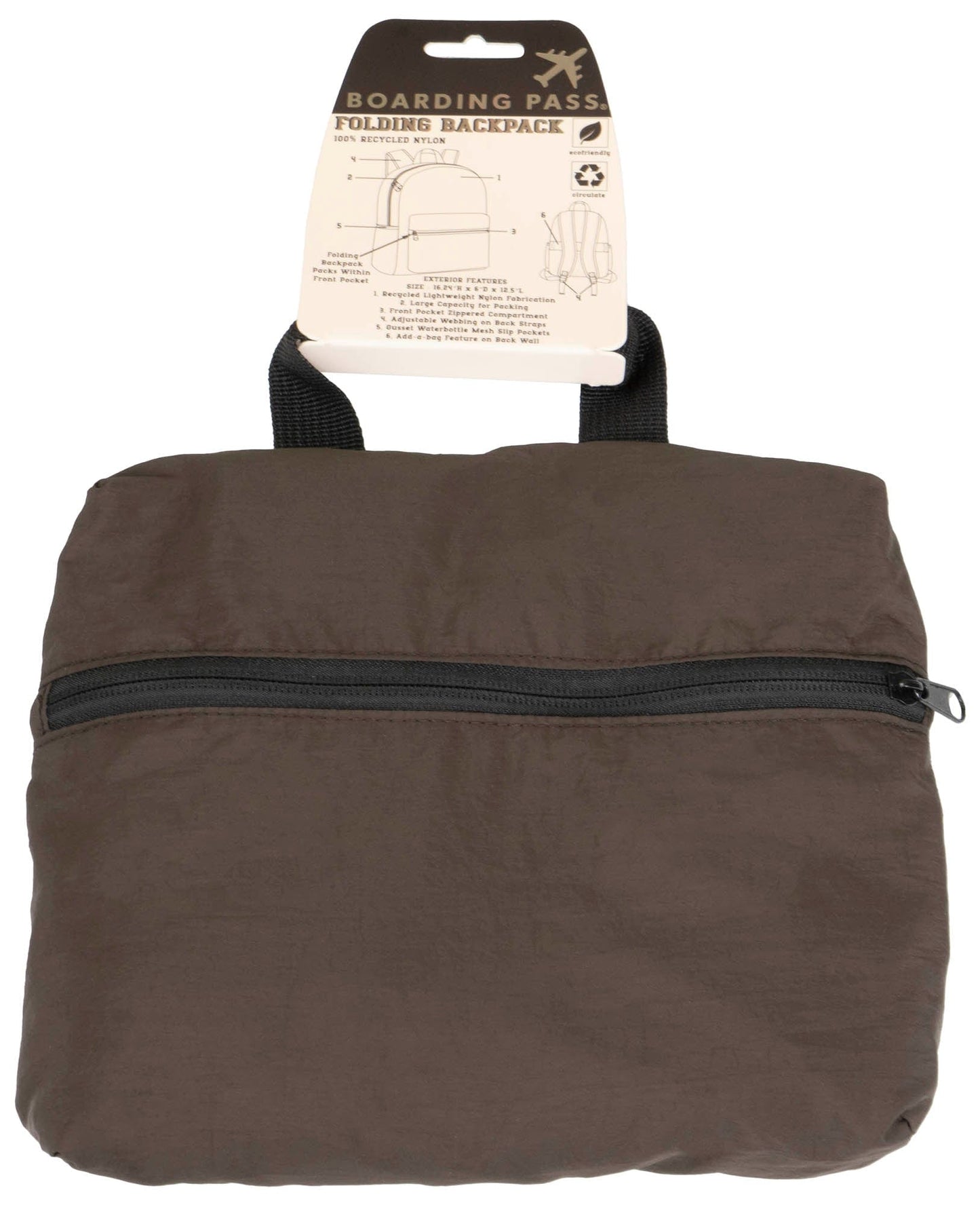 Boarding Pass Recycled Foldable & Packable Pouch Backpack