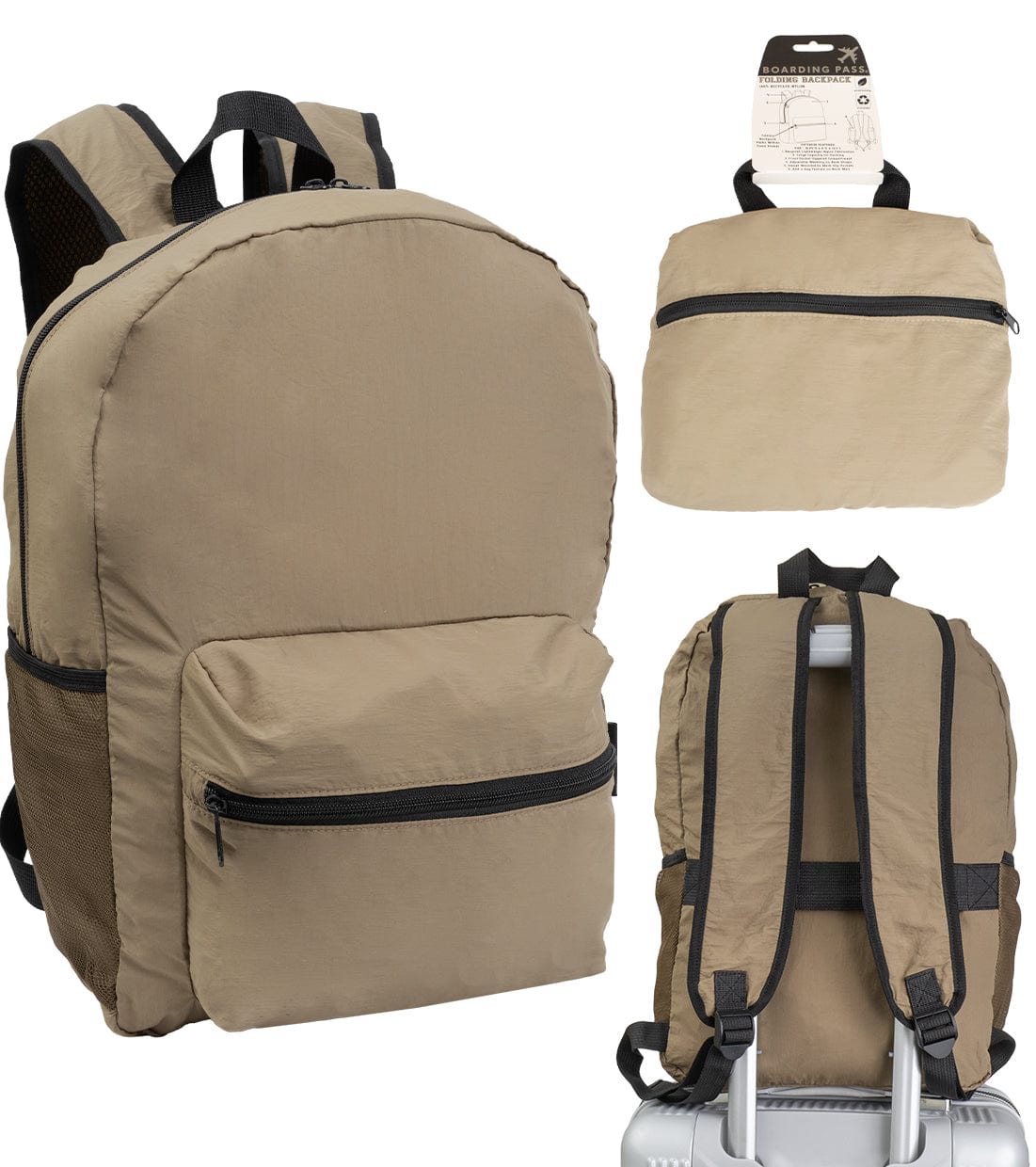 Boarding Pass Recycled Foldable & Packable Pouch Backpack