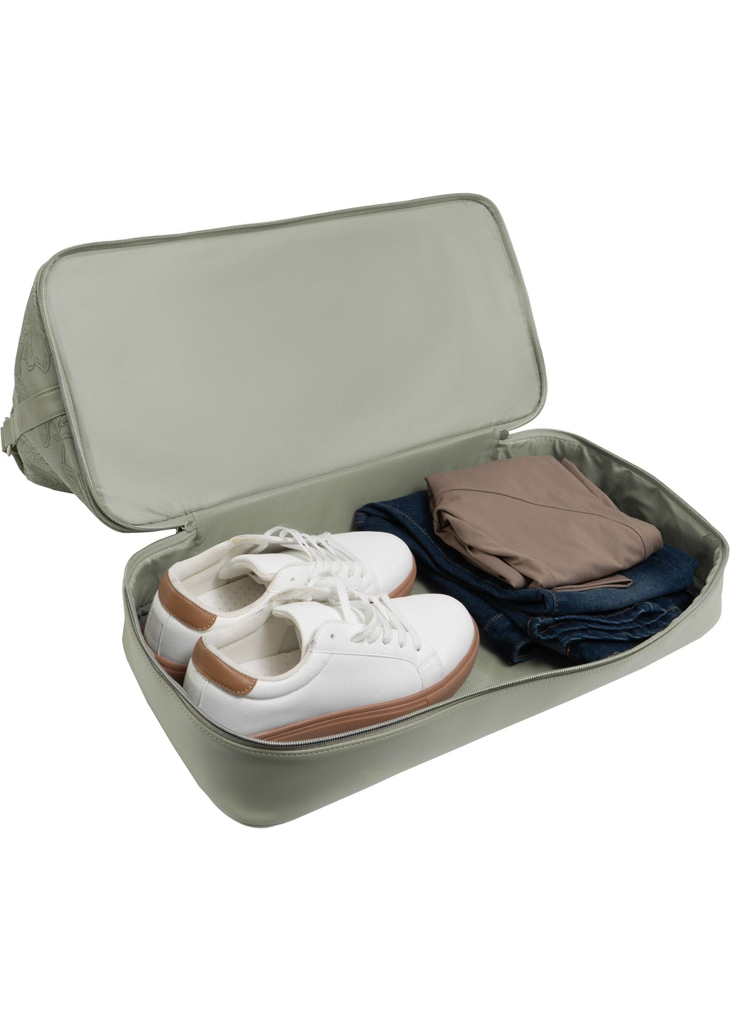 Ellen Tracy 20 Inch Floral Embossed Faux Leather Drop Bottom Duffel