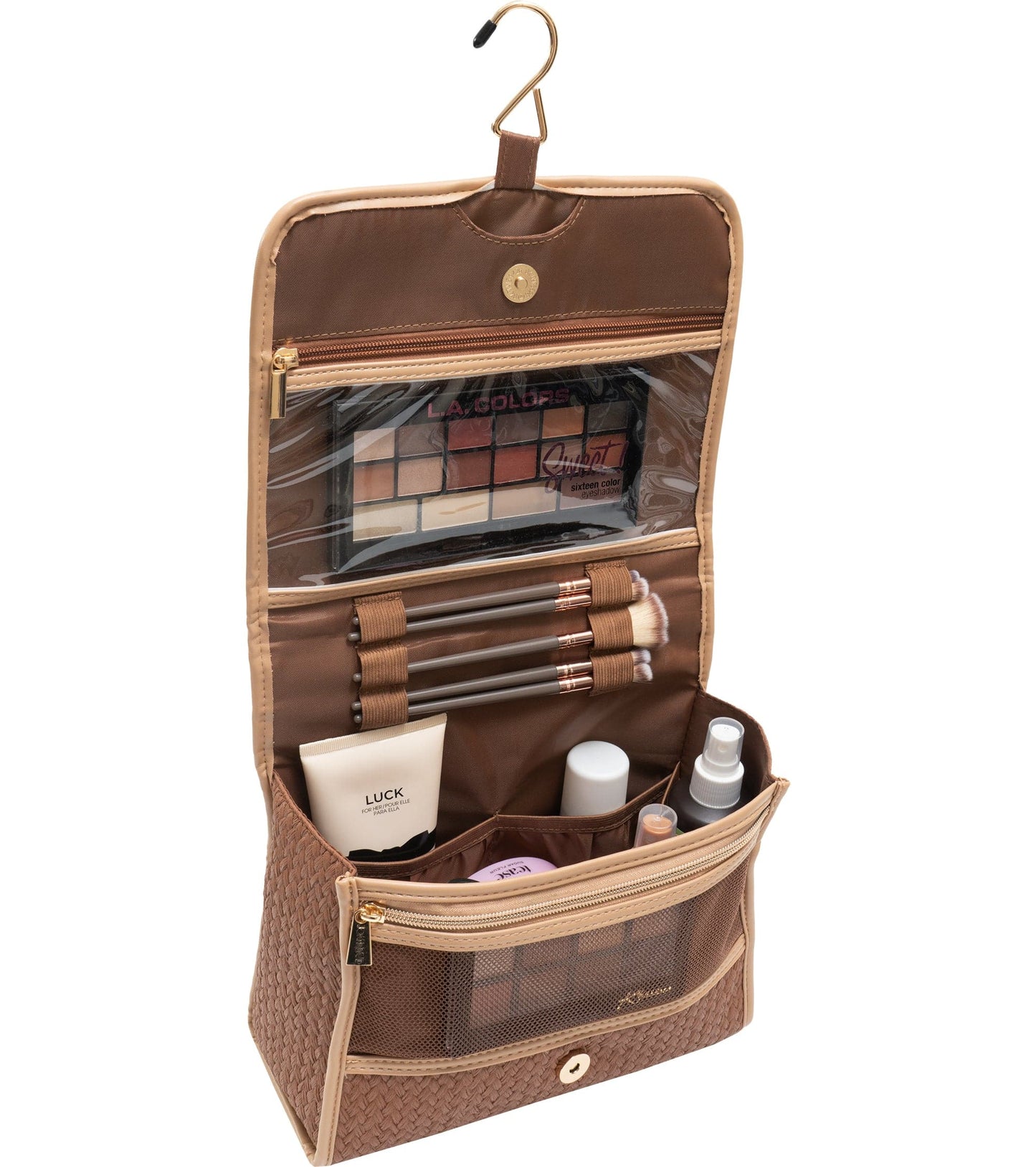 Joan and David The Woven PU Top Handle Hanging Toiletry Case