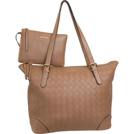 Ellen Tracy 20 Inch Basket Weave Quilted Nylon Large Travel Workbook Tote Bag