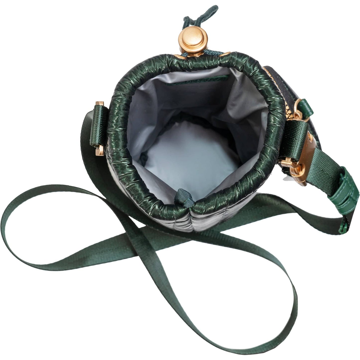 Joan & David Tubular Quilted Metallic Water Bottle Holder Sling Bag