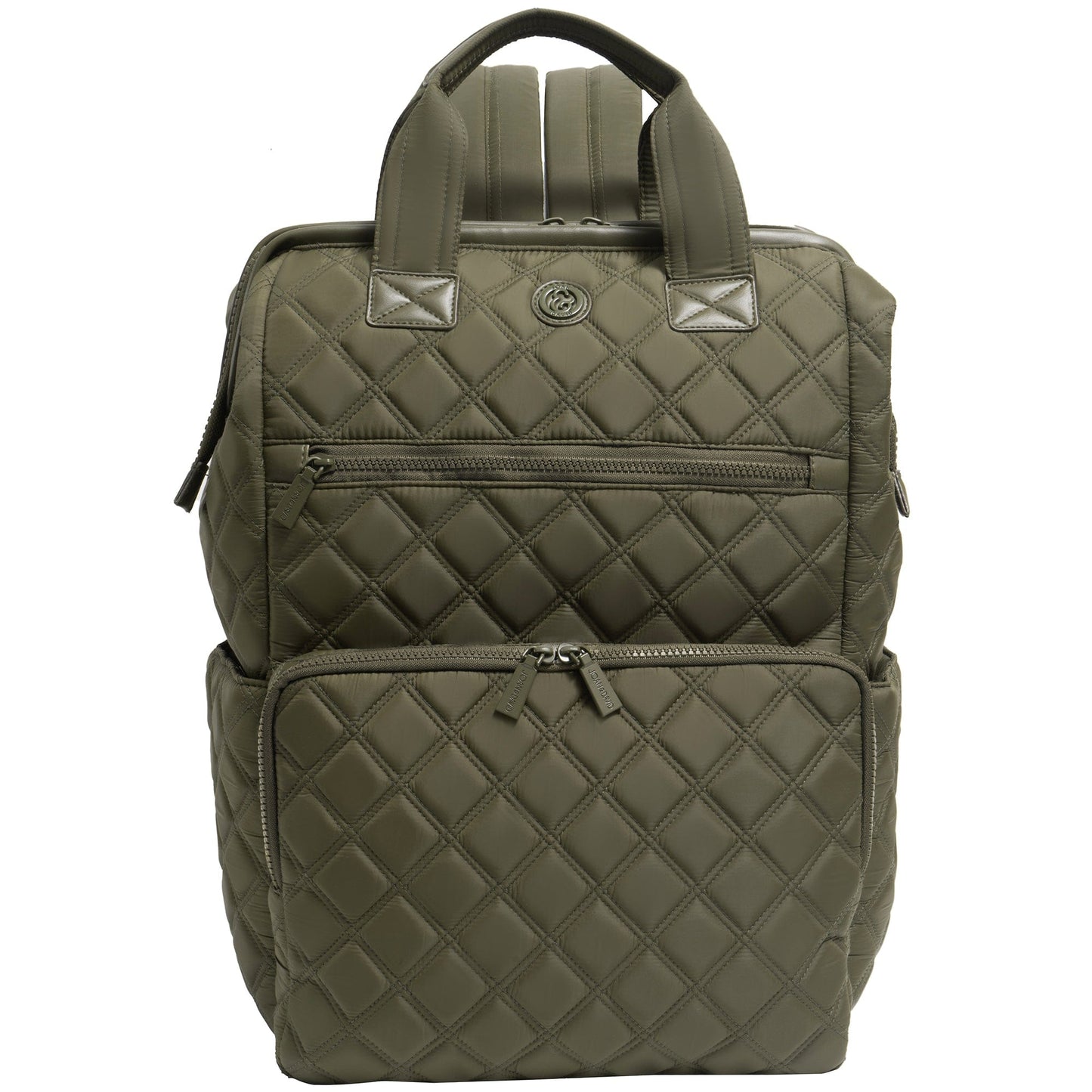 Joan & David Diamond Quilted Puffer Nylon Square Laptop Backpack