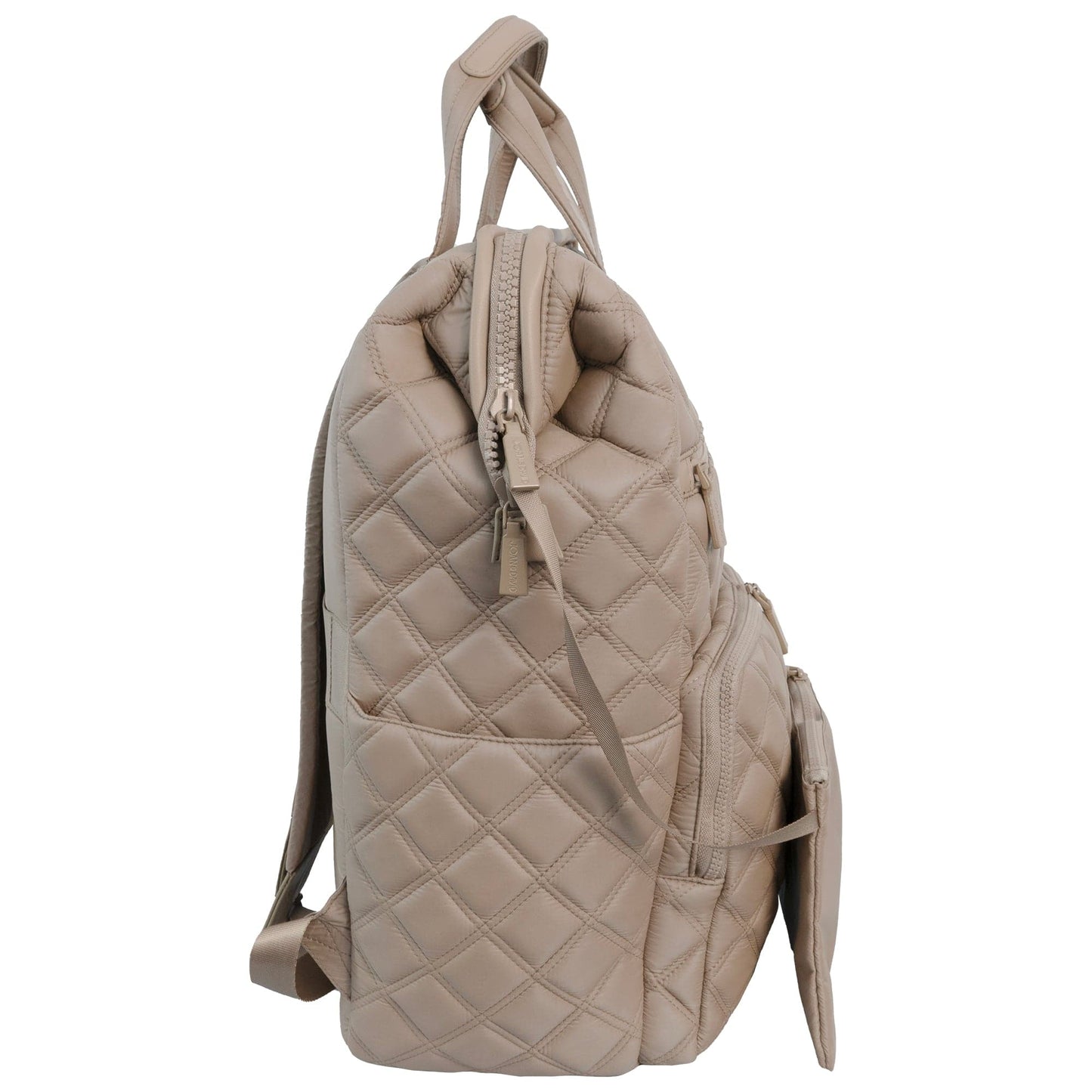 Joan & David Diamond Quilted Puffer Nylon Square Laptop Backpack