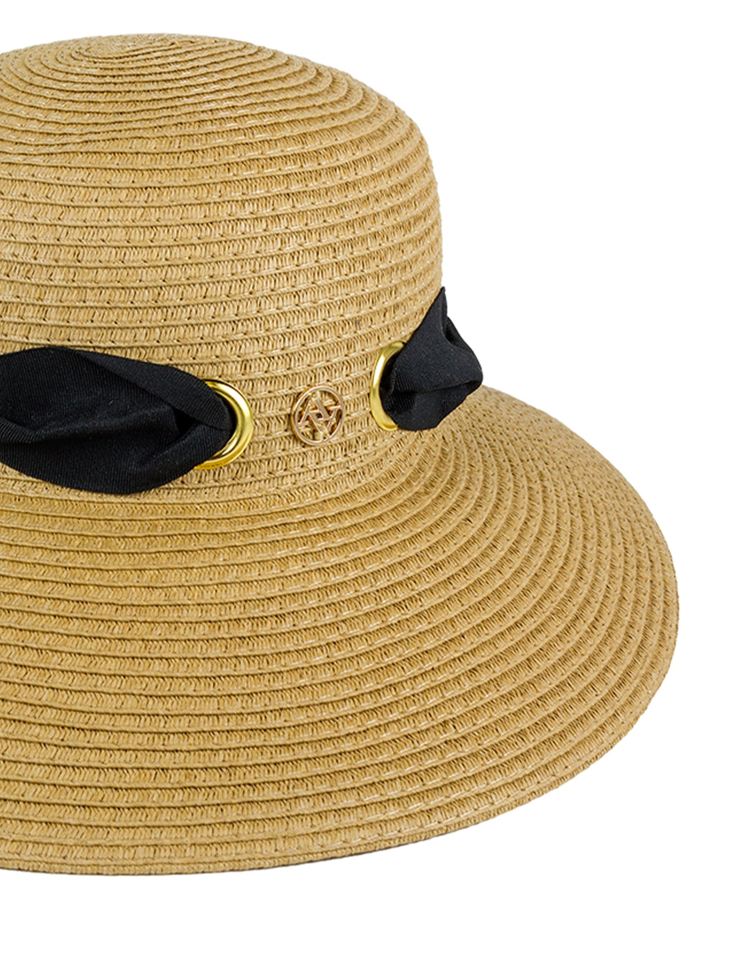 Adrienne Vittadini Straw Grommet Ribbon Floppy Hat