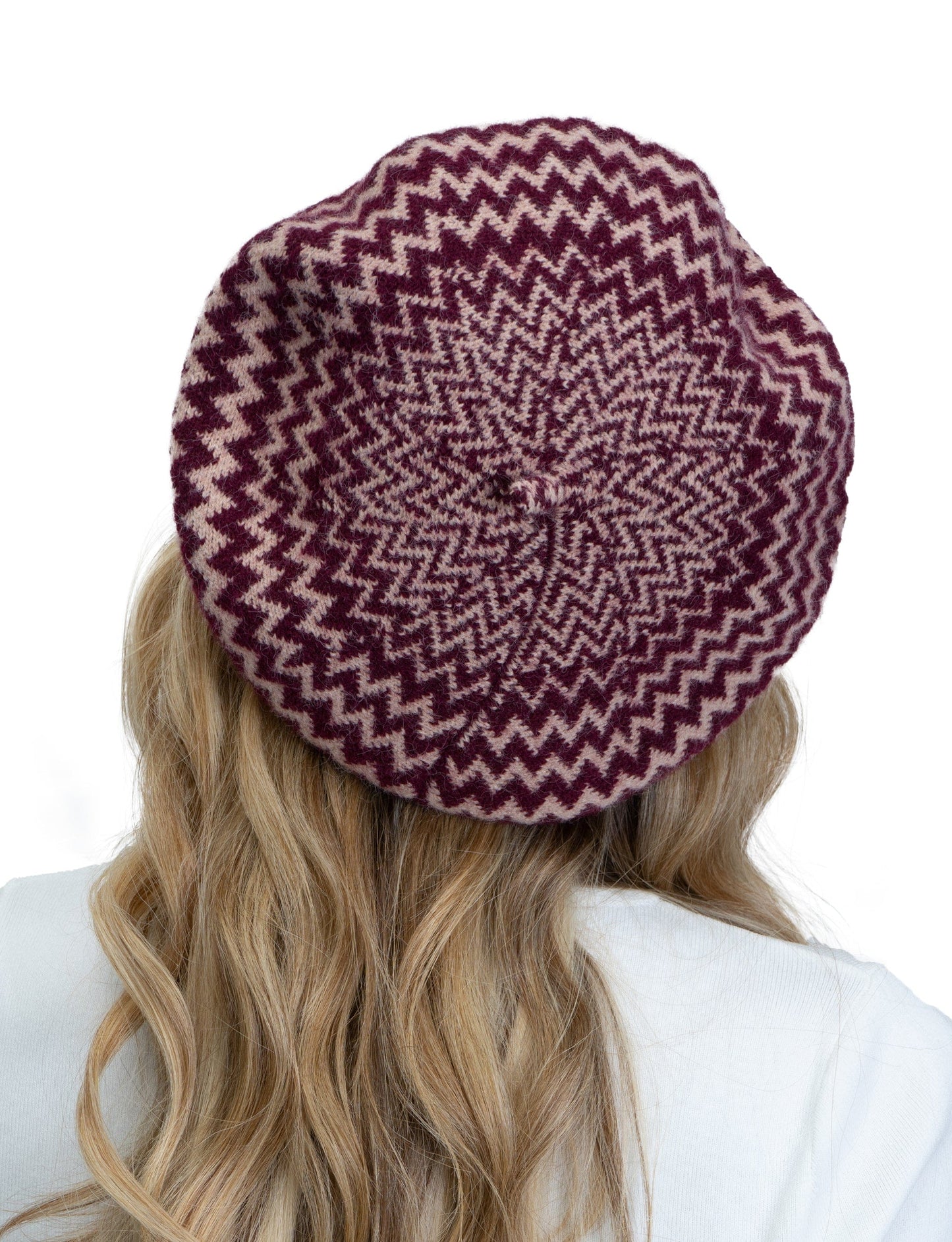 Adrienne Vittadini Chevron Printed Knit Beret