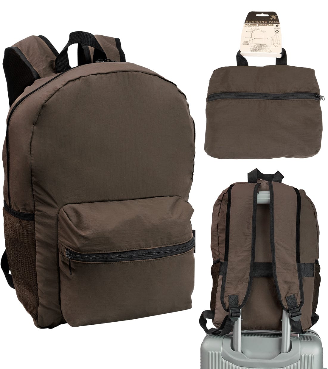 Boarding Pass Recycled Foldable & Packable Pouch Backpack
