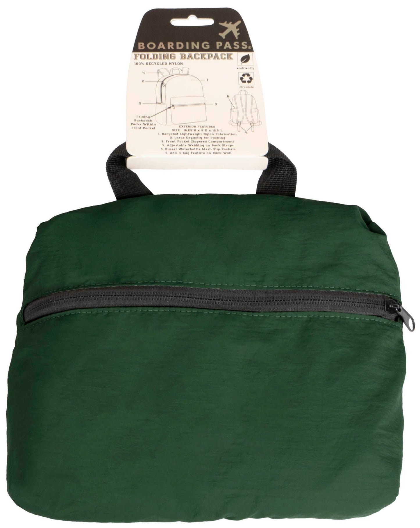 Boarding Pass Recycled Foldable & Packable Pouch Backpack