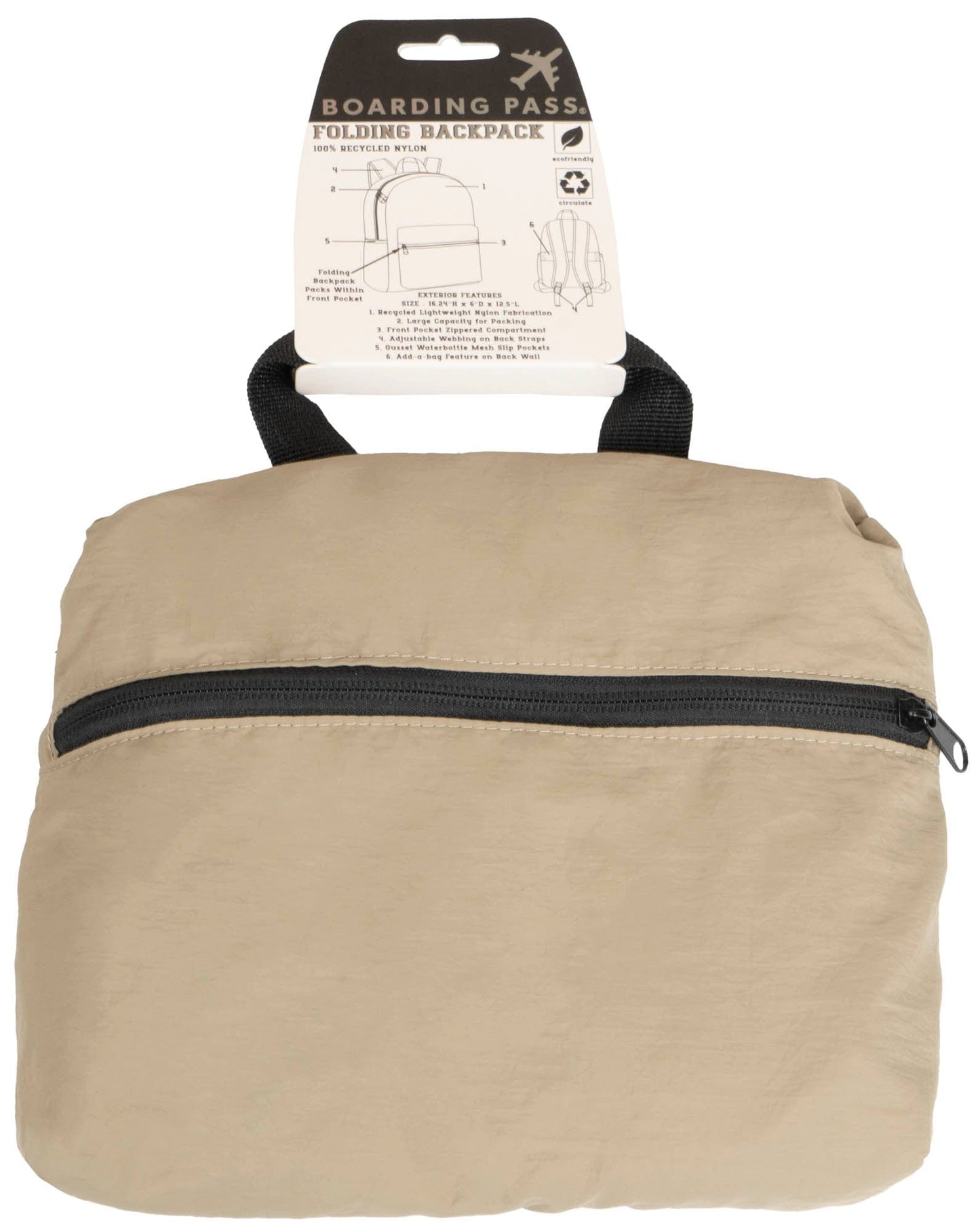 Boarding Pass Recycled Foldable & Packable Pouch Backpack
