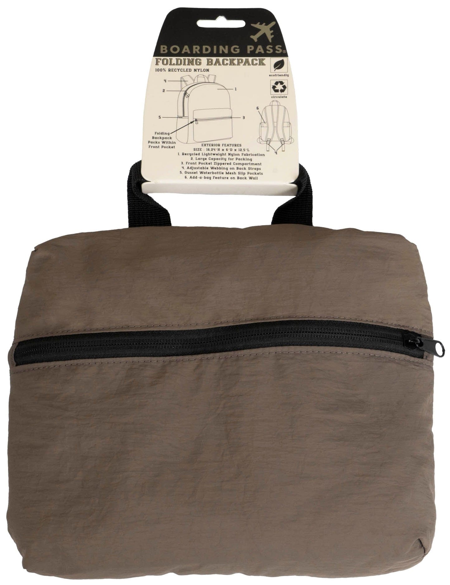 Boarding Pass Recycled Foldable & Packable Pouch Backpack