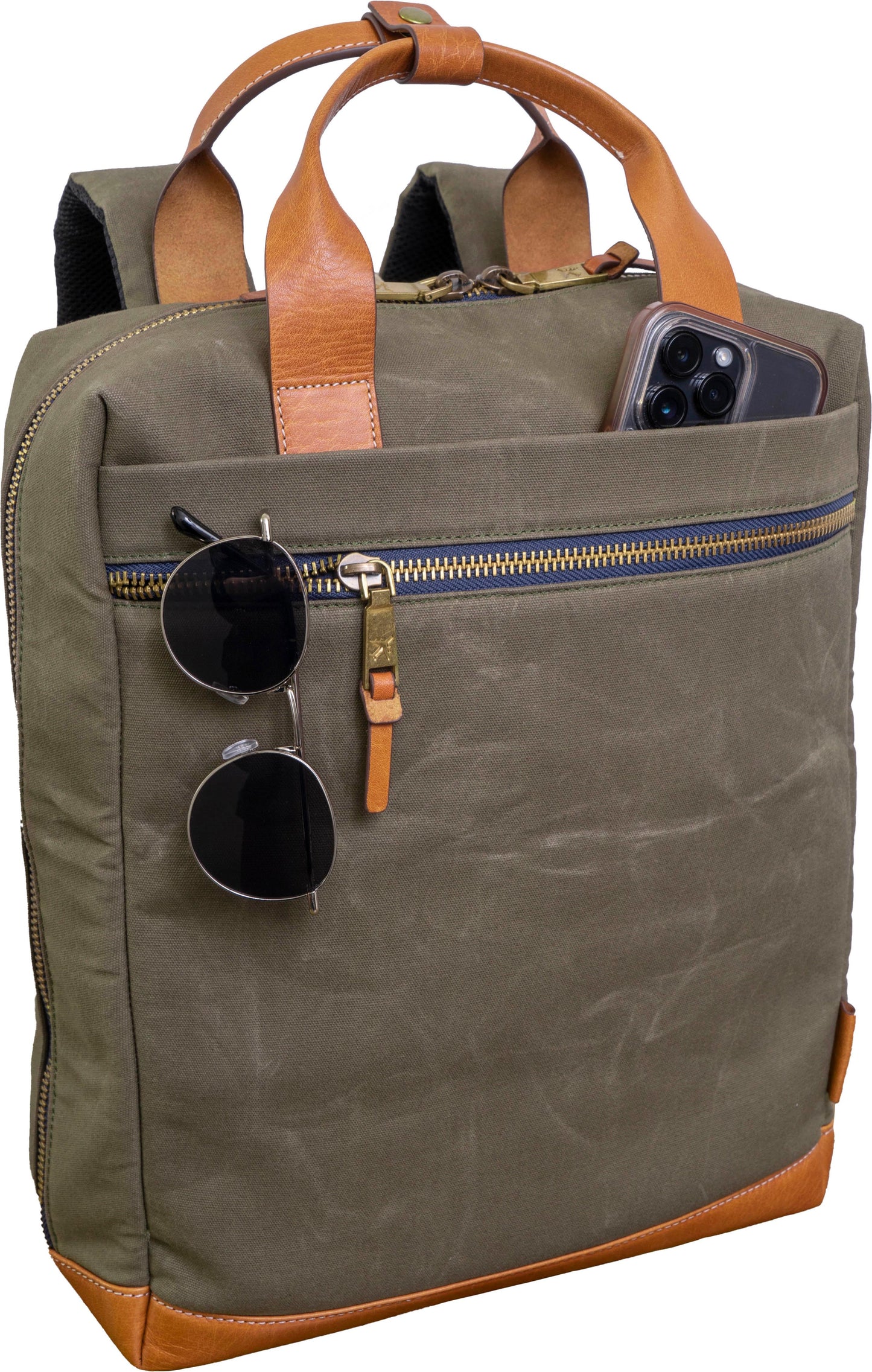 The Voyager 18” 20 oz. Waxed Canvas Travel Backpack - Olive