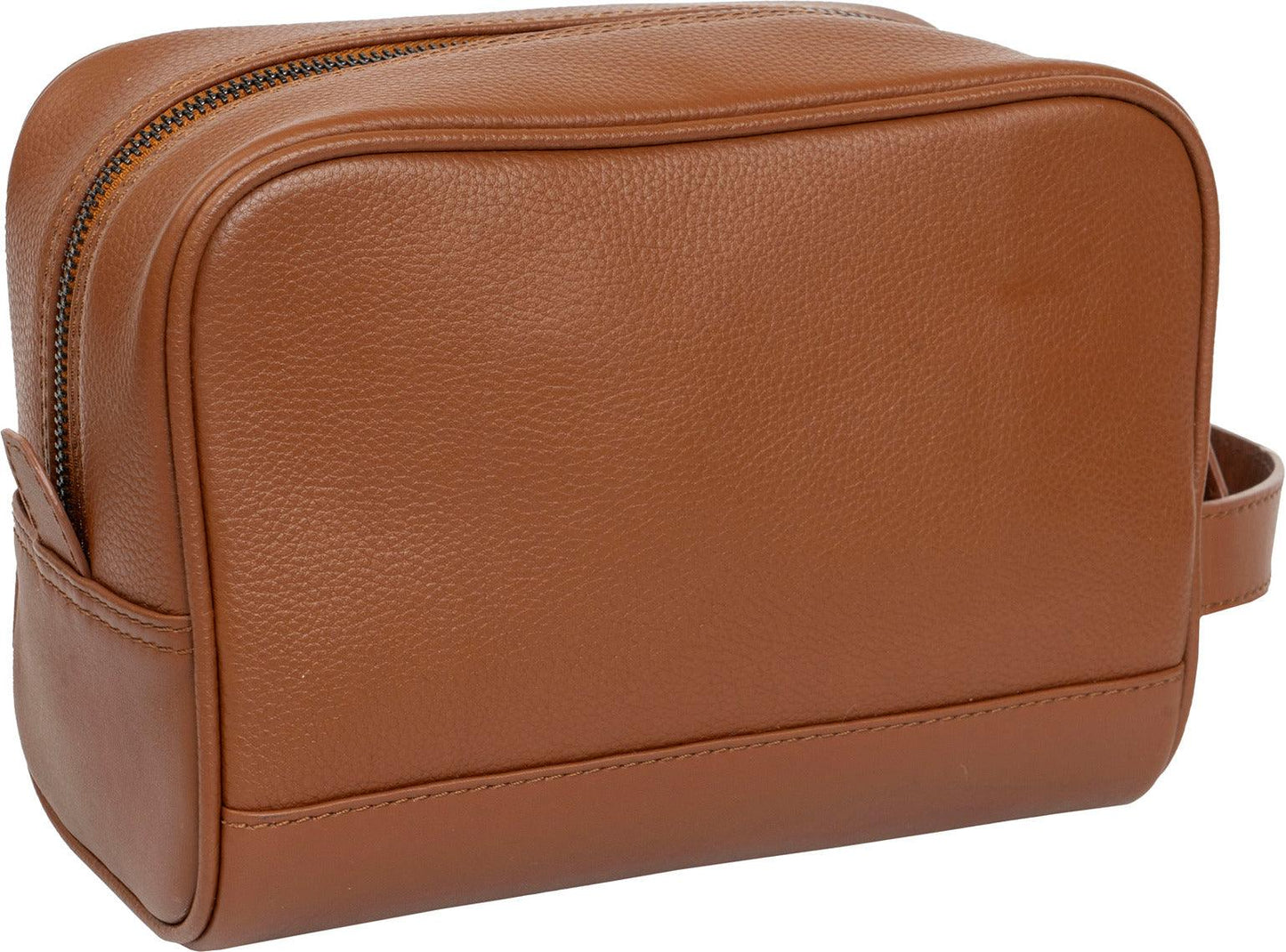 Hey Handsome Pebble Grain Genuine Leather Toiletry Dopp Kit - British Tan