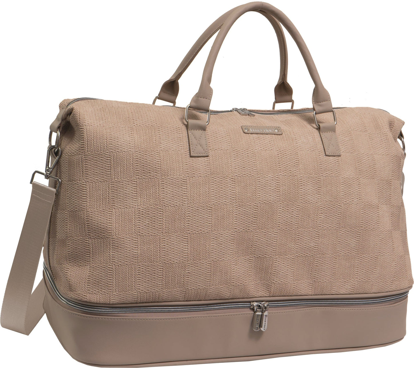 Ellen Tracy 20 Inch Checkered Embossed Faux Leather Drop Bottom Duffel