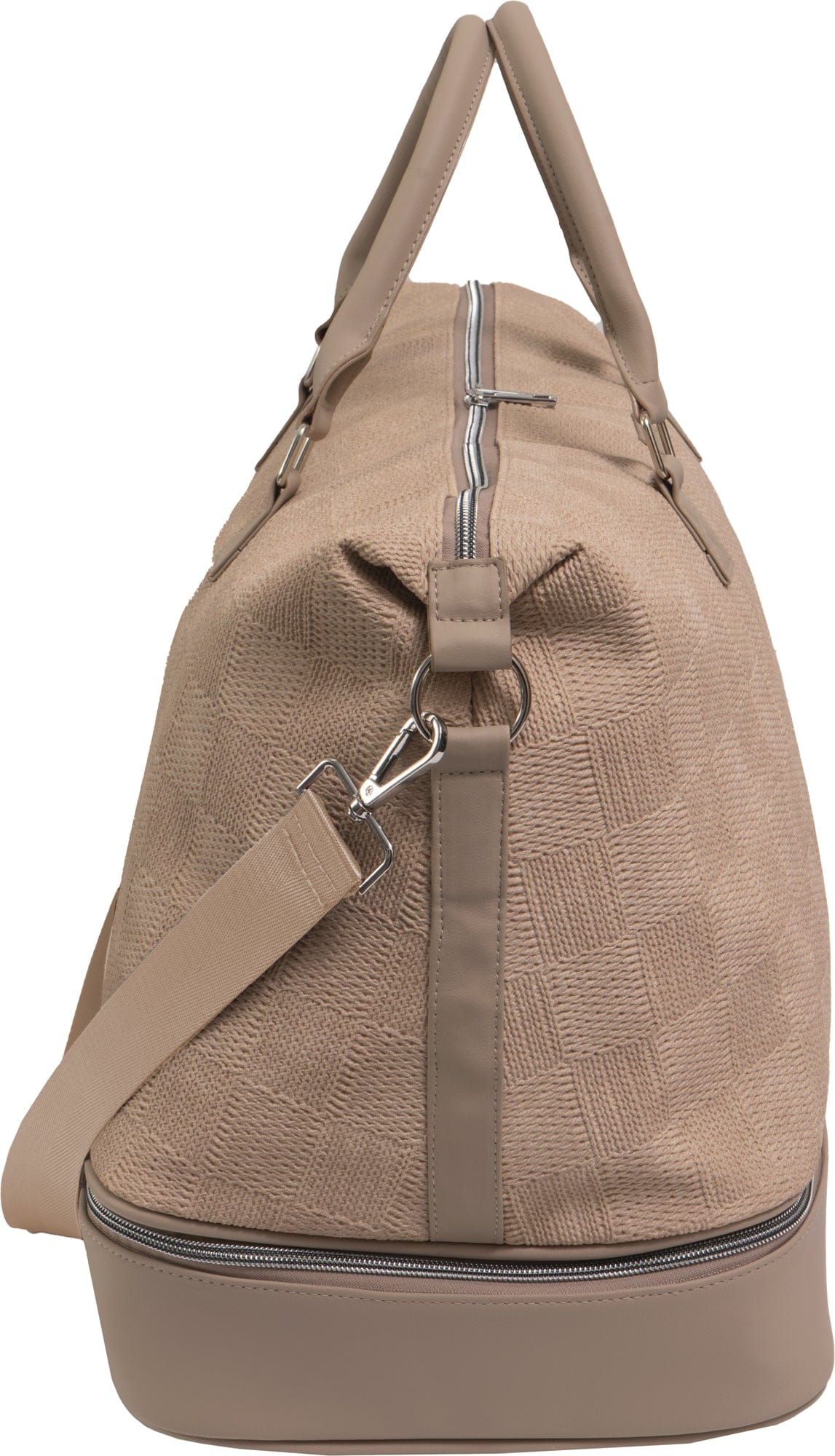 Ellen Tracy 20 Inch Checkered Embossed Faux Leather Drop Bottom Duffel