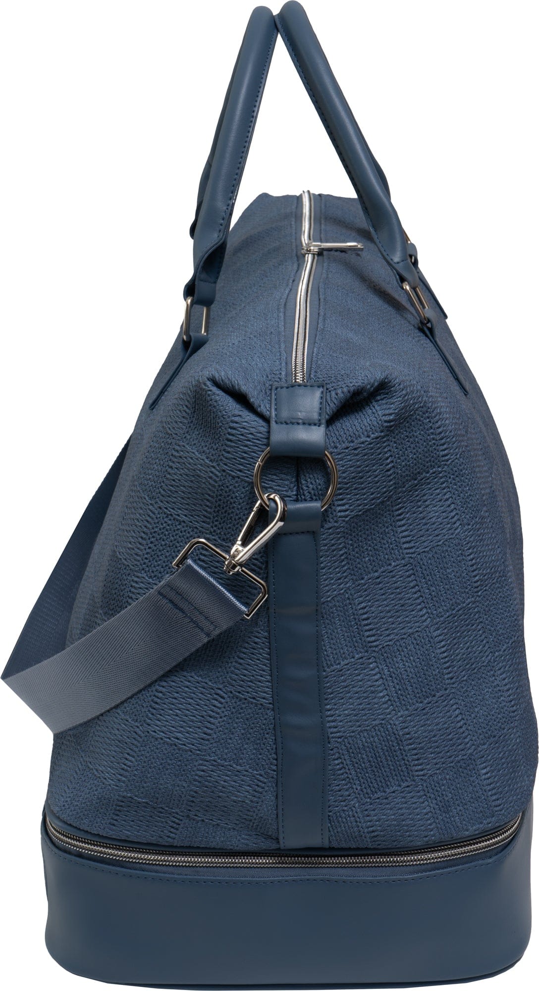 Ellen Tracy 20 Inch Checkered Embossed Faux Leather Drop Bottom Duffel