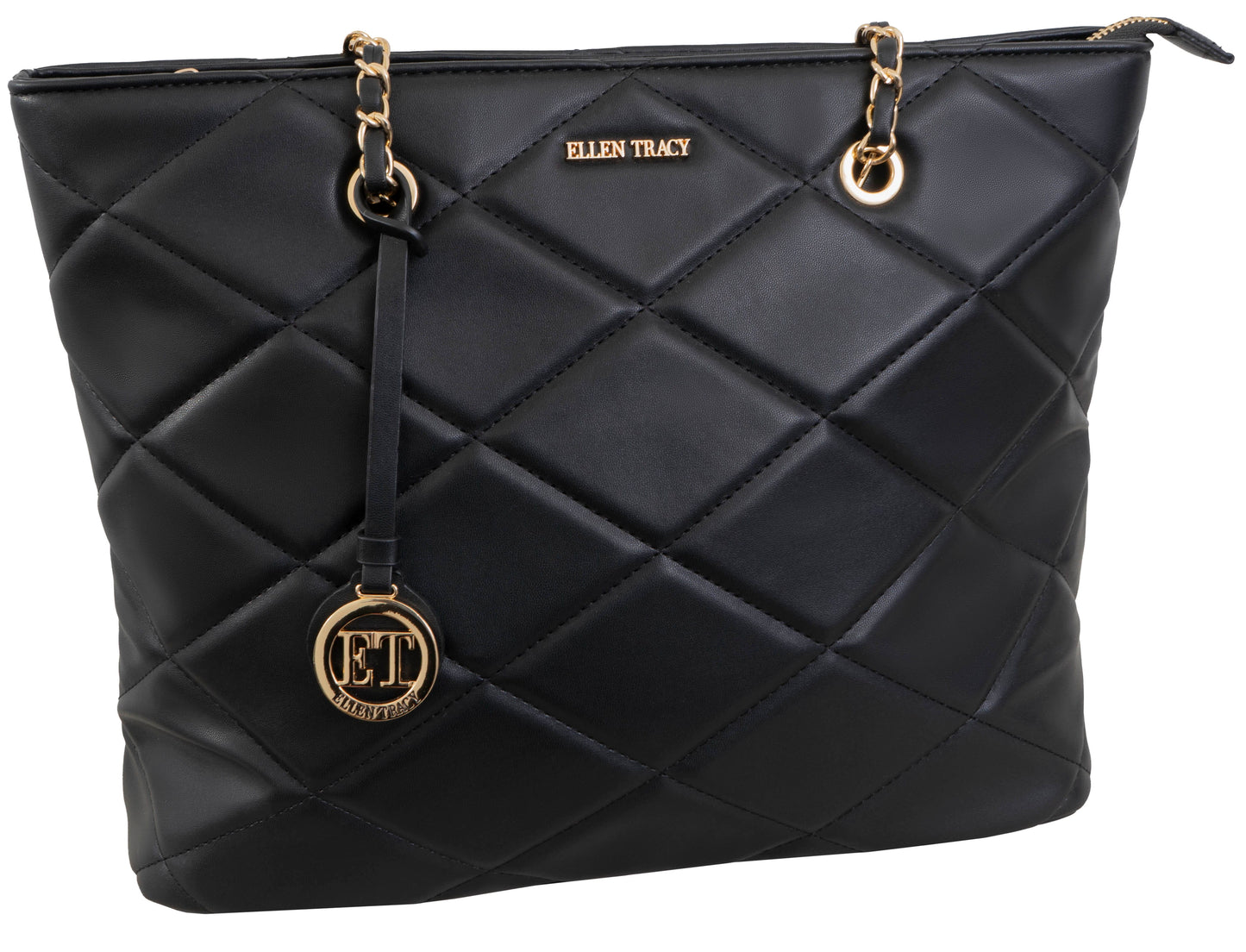 Ellen Tracy Smooth Diamond Quilted Tote Bag