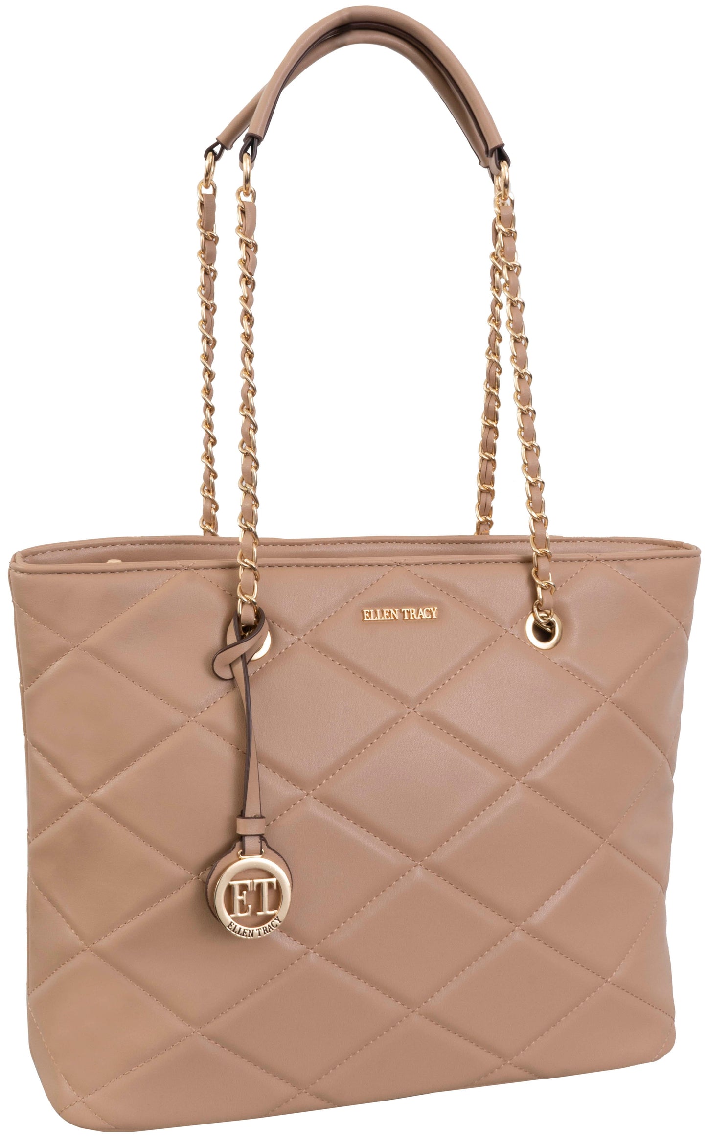 Ellen Tracy Smooth Diamond Quilted Tote Bag