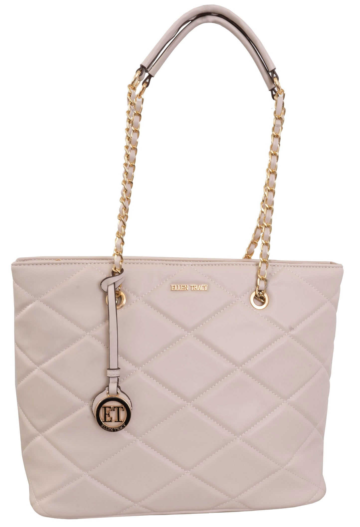 Ellen Tracy Smooth Diamond Quilted Tote Bag