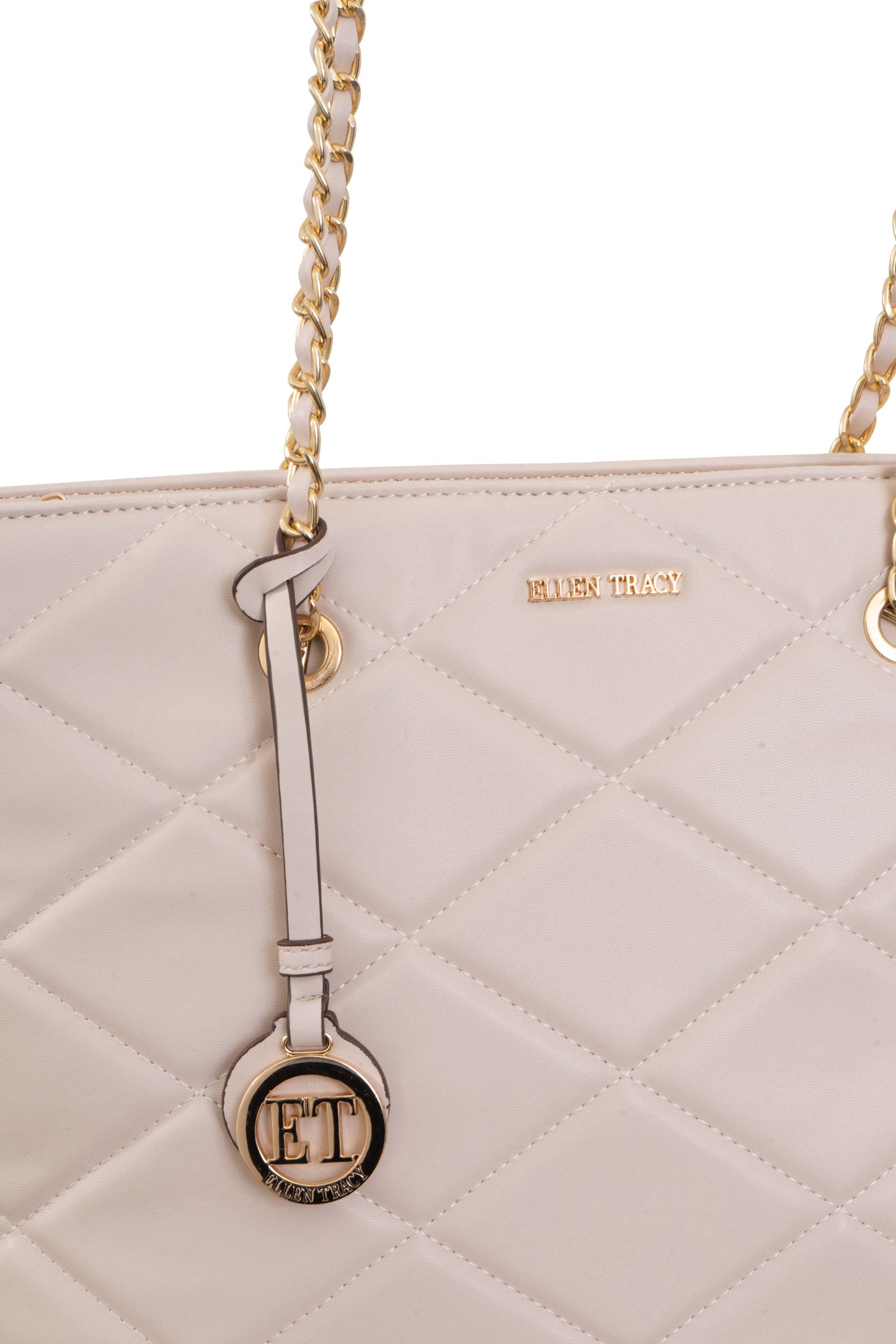 Ellen Tracy Smooth Diamond Quilted Tote Bag