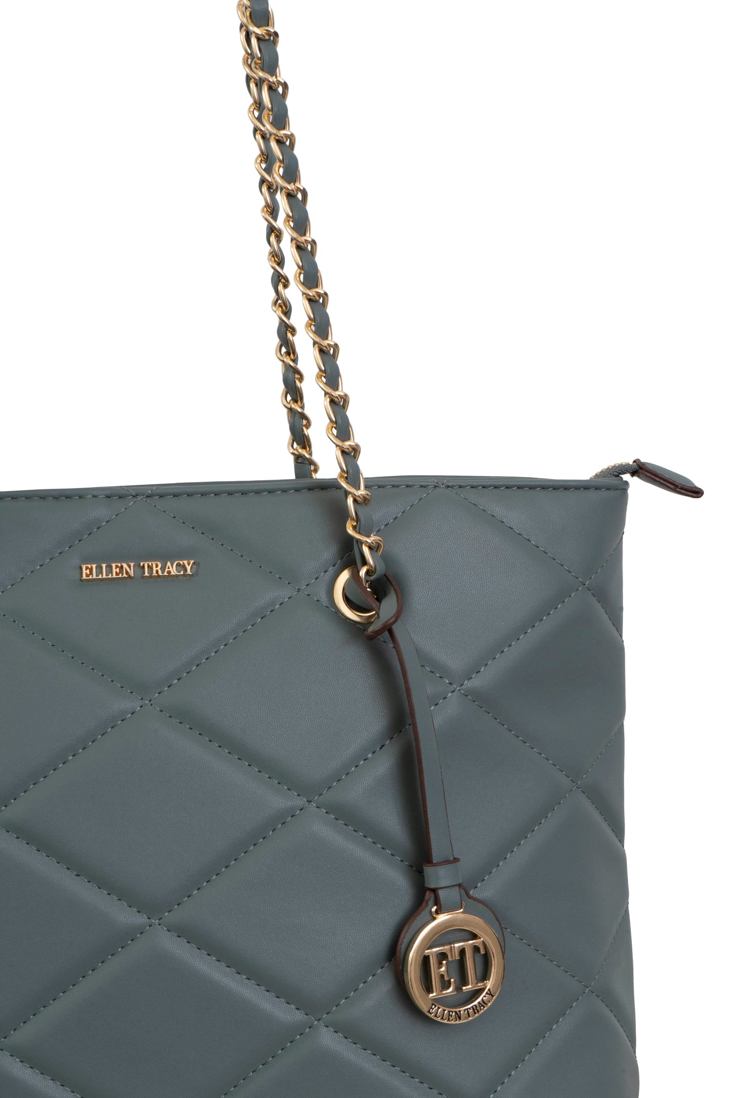 Ellen Tracy Smooth Diamond Quilted Tote Bag