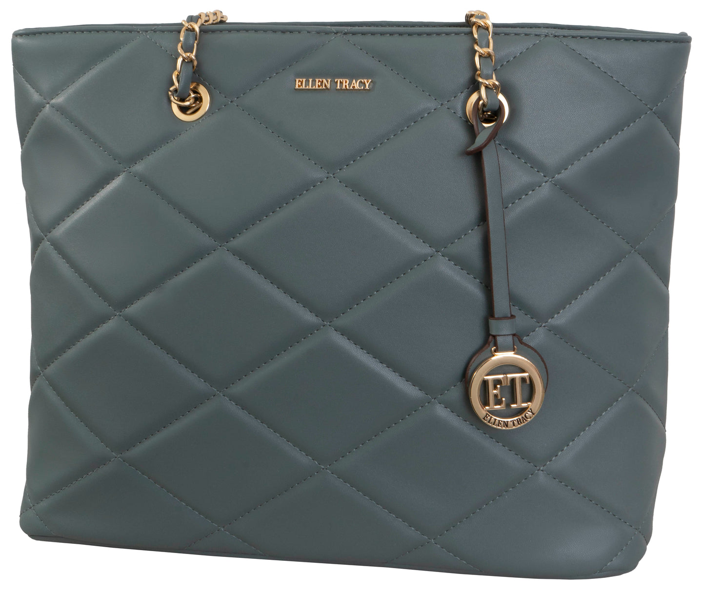 Ellen Tracy Smooth Diamond Quilted Tote Bag