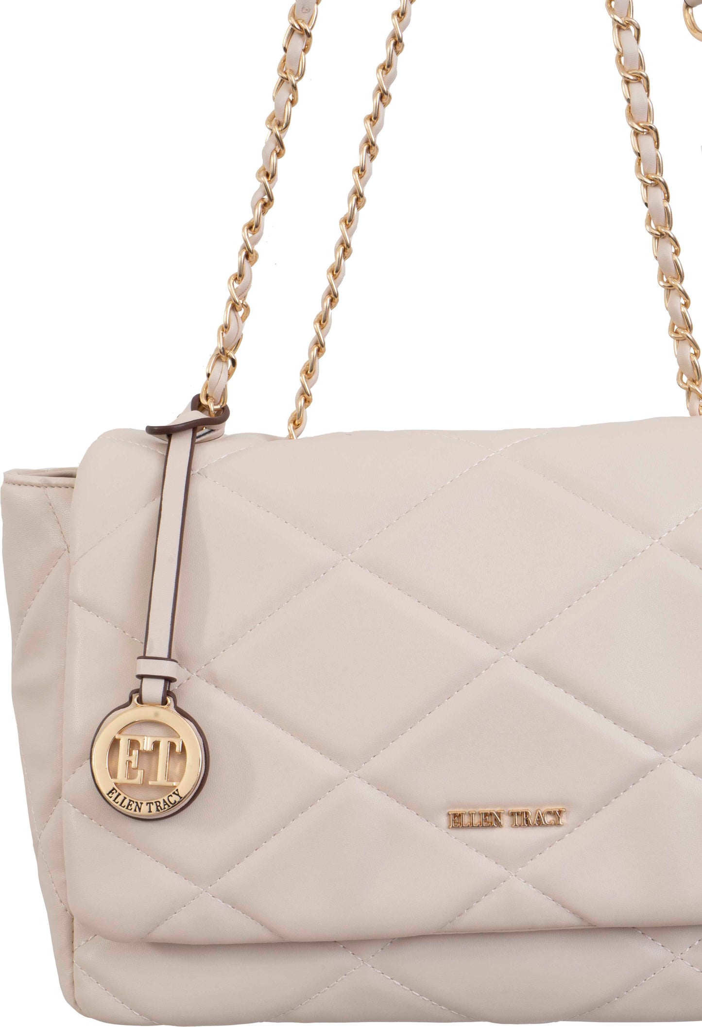 Ellen Tracy Smooth Diamond Quilted Flap Bag