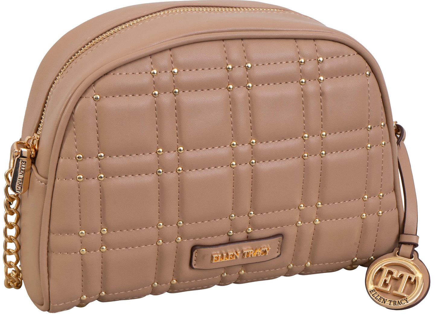 Ellen Tracy Studded Smooth Square Quilted Crossbody