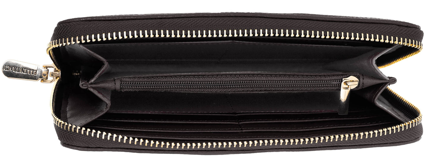 Ellen Tracy Pebble Grain Zip Around Wristlet Wallet