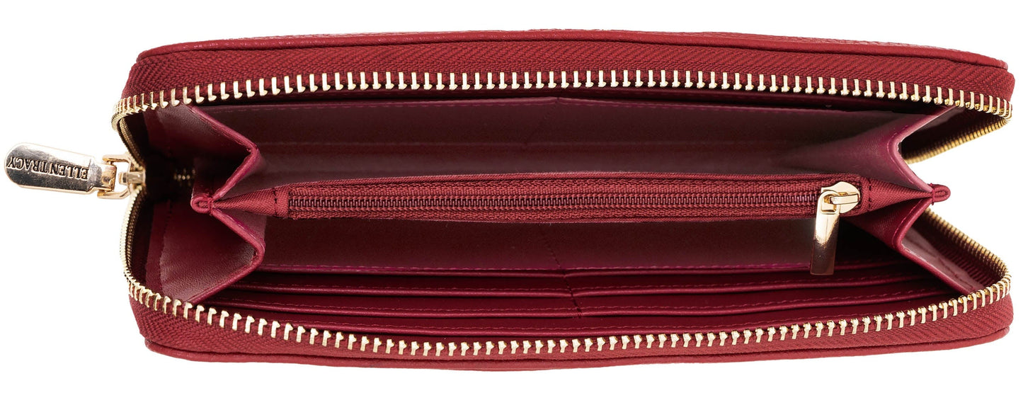 Ellen Tracy Pebble Grain Zip Around Wristlet Wallet