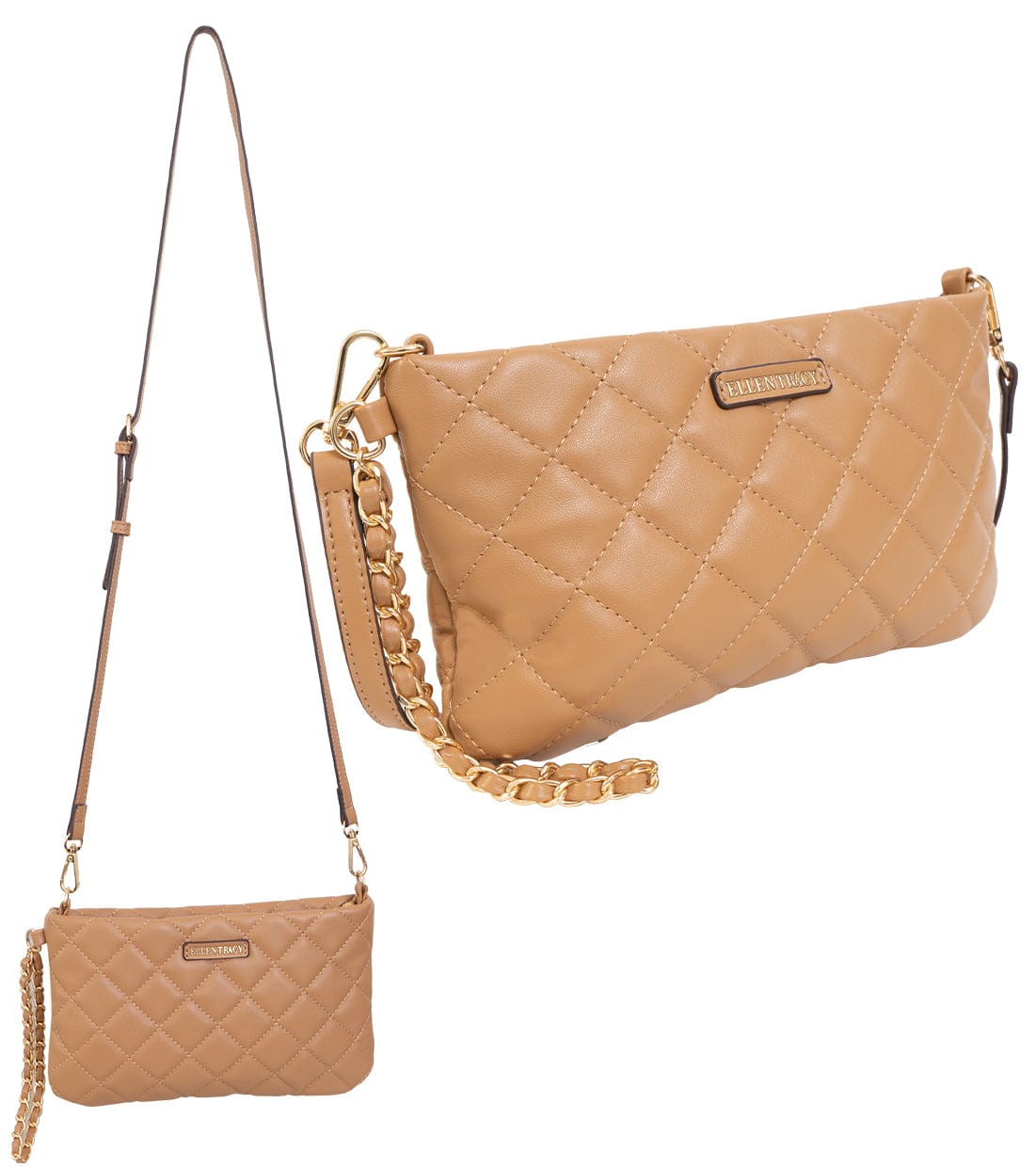 Ellen Tracy Diamond Quilted Phone Case & Wallet On Chain Crossbody