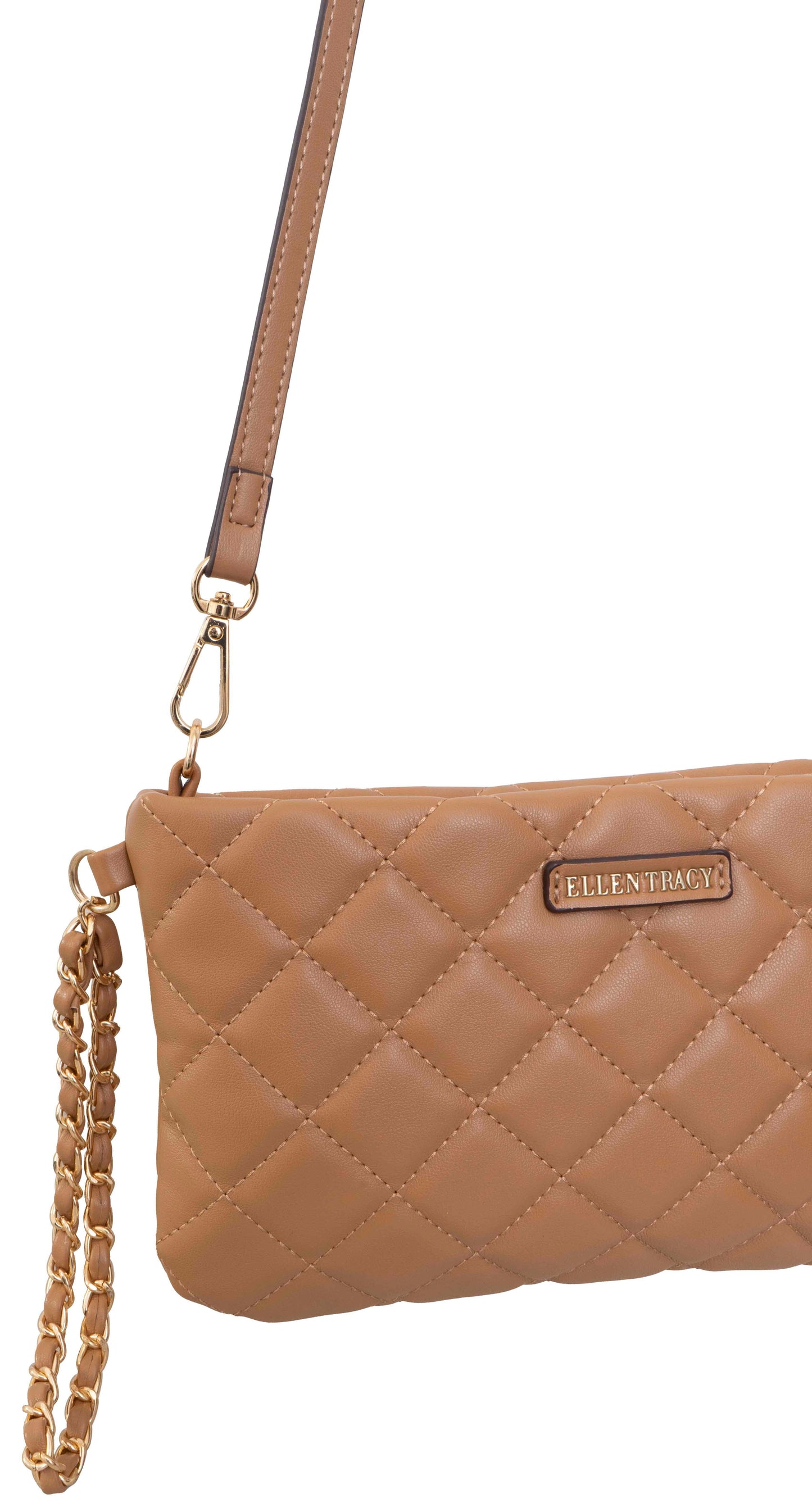 Ellen Tracy Diamond Quilted Phone Case & Wallet On Chain Crossbody