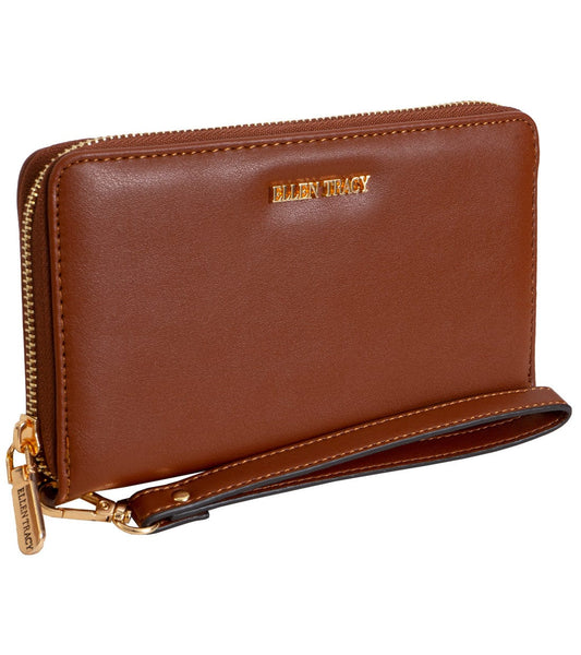 Ellen Tracy Smooth Zip Around Wristlet Wallet