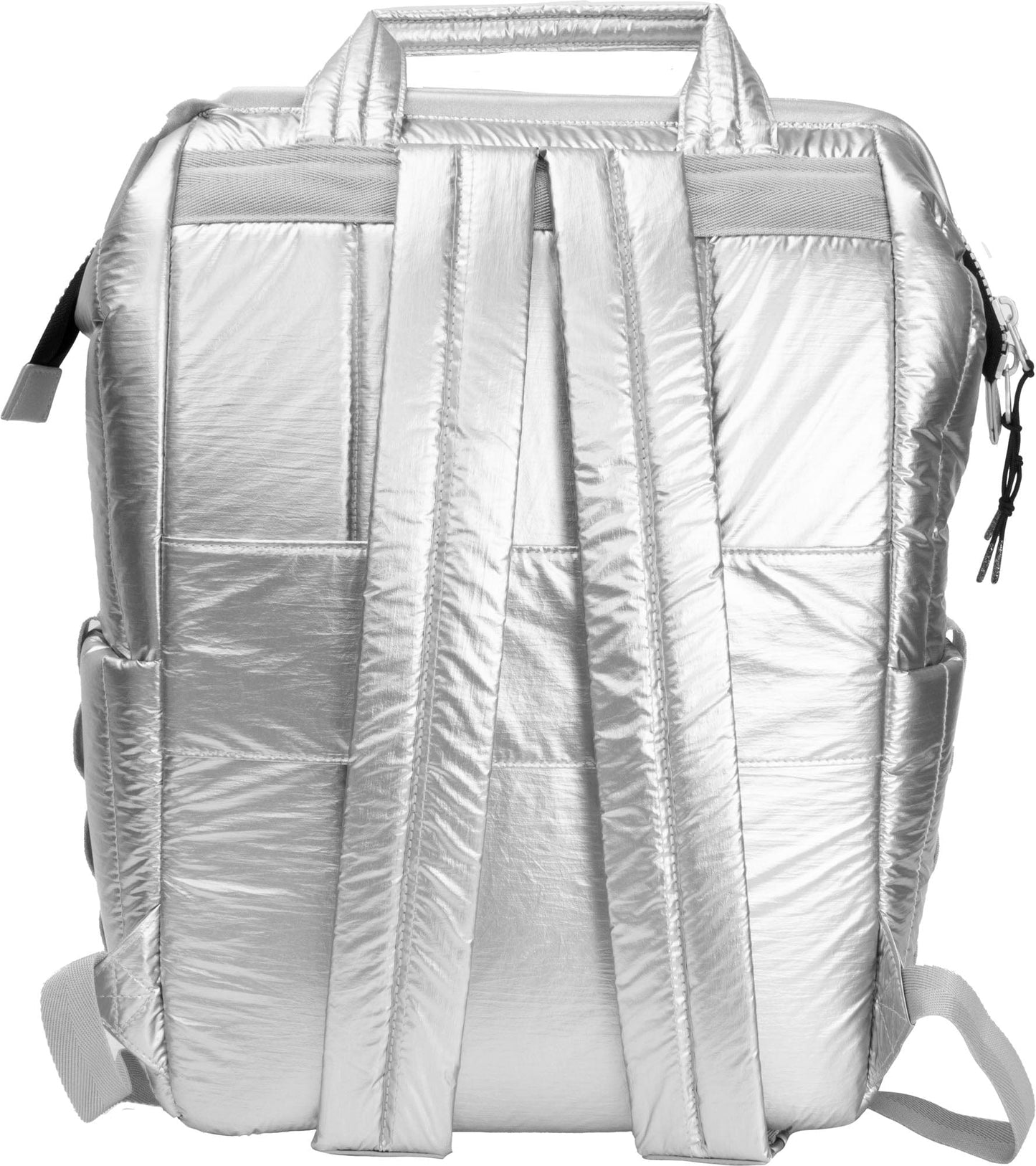 Joan & David Tubular Quilted Metallic Puffer Nylon 18 Inch Square Workbook Backpack