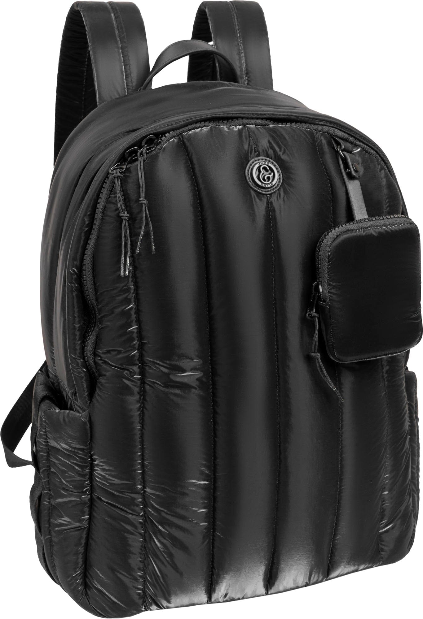 Joan & David Tubular Quilted Metallic Puffer Nylon 18 Inch Workbook Backpack