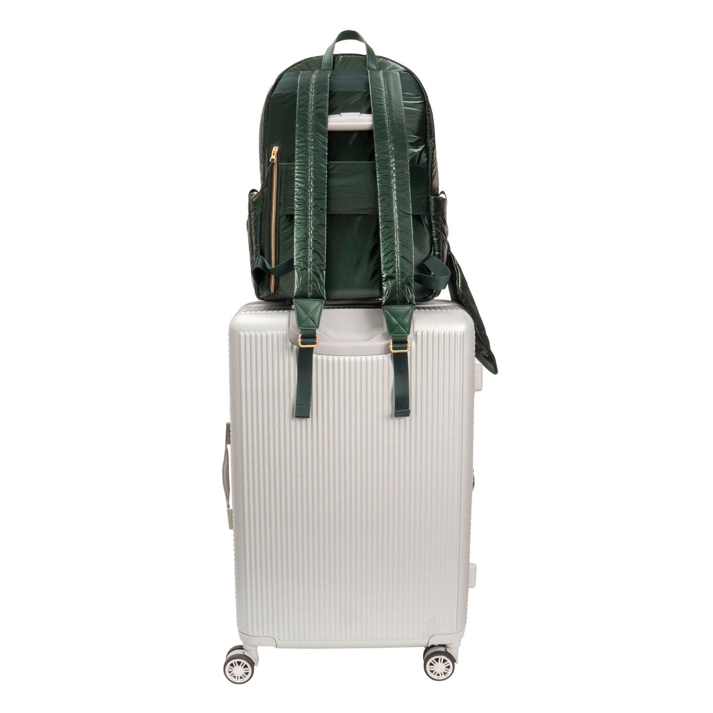 Joan & David Tubular Quilted Metallic Puffer Nylon 18-Inch Workbook Backpack