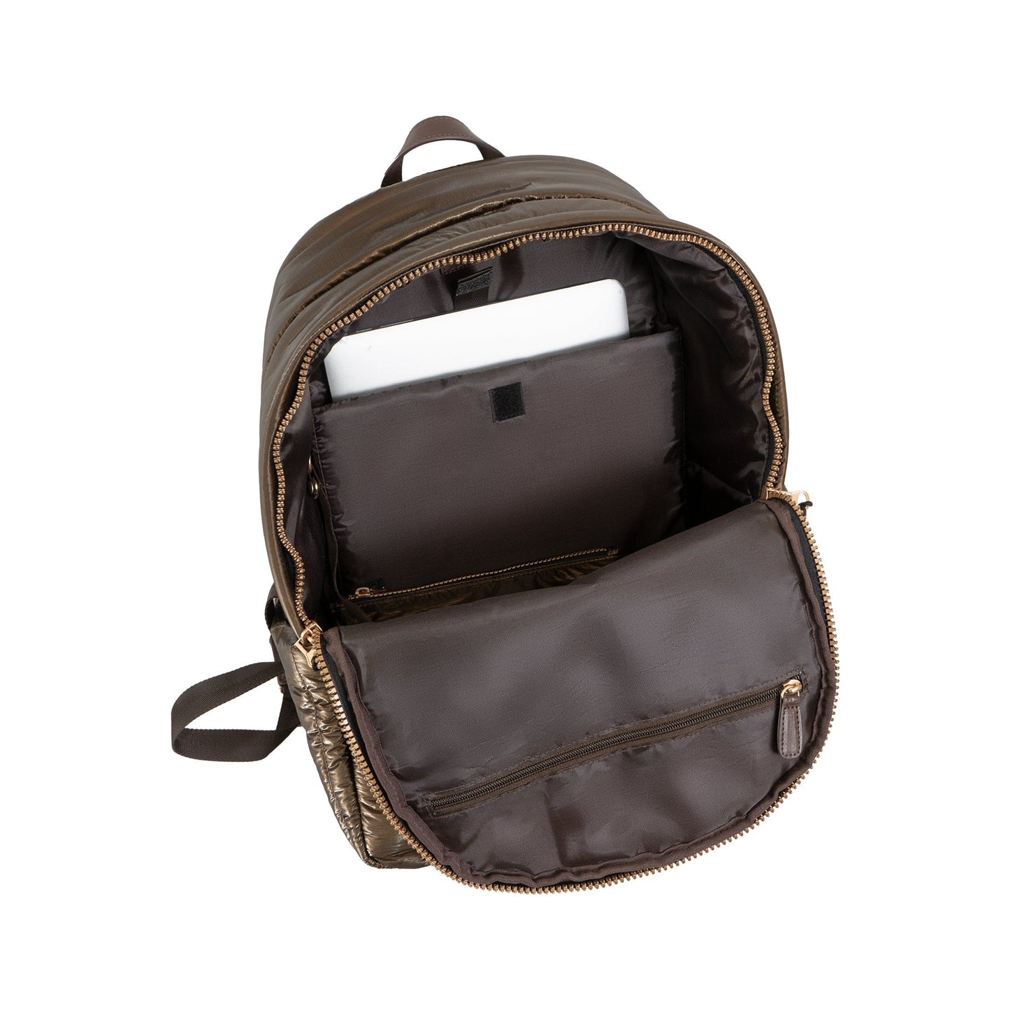 Joan & David Tubular Quilted Metallic Puffer Nylon 18-Inch Workbook Backpack