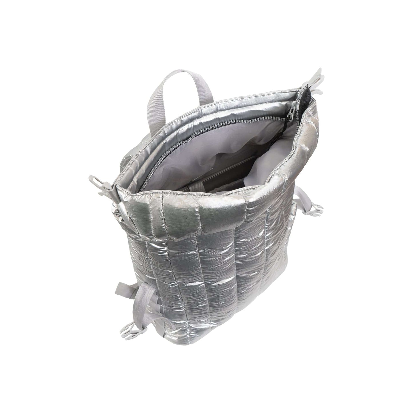 Joan & David Tubular Quilted Metallic Puffer Nylon 18-Inch Workbook Backpack