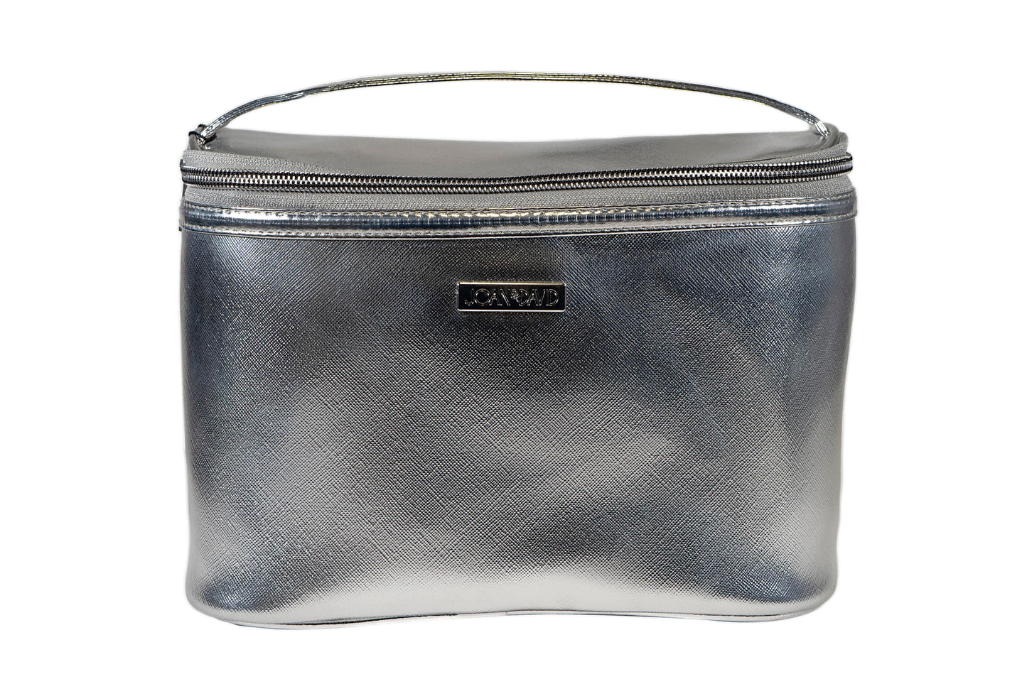 Joan & David Metallic Top Handle Train Case Cosmetic Pouch