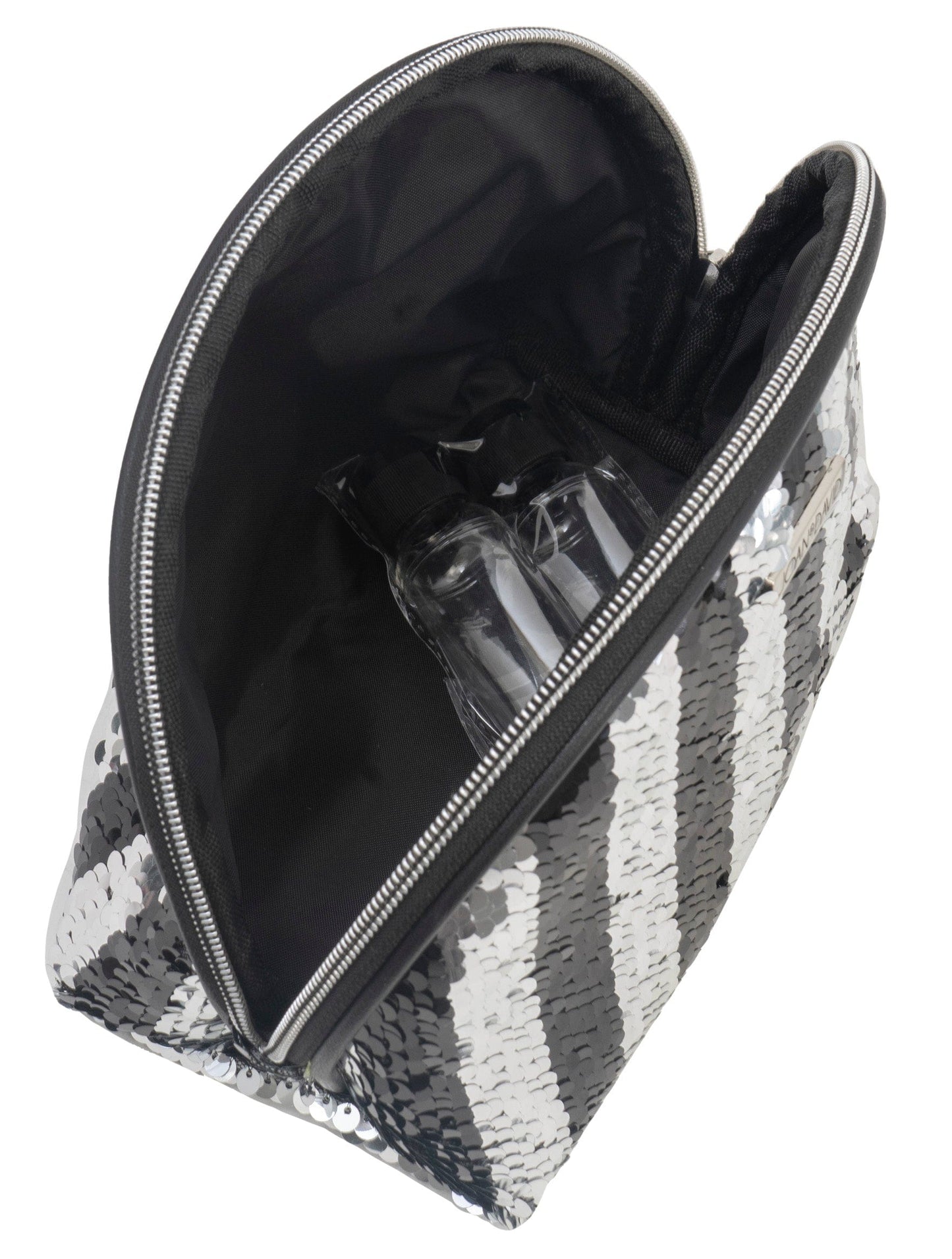 Joan & David Striped Sequin Dome Cosmetic Pouch