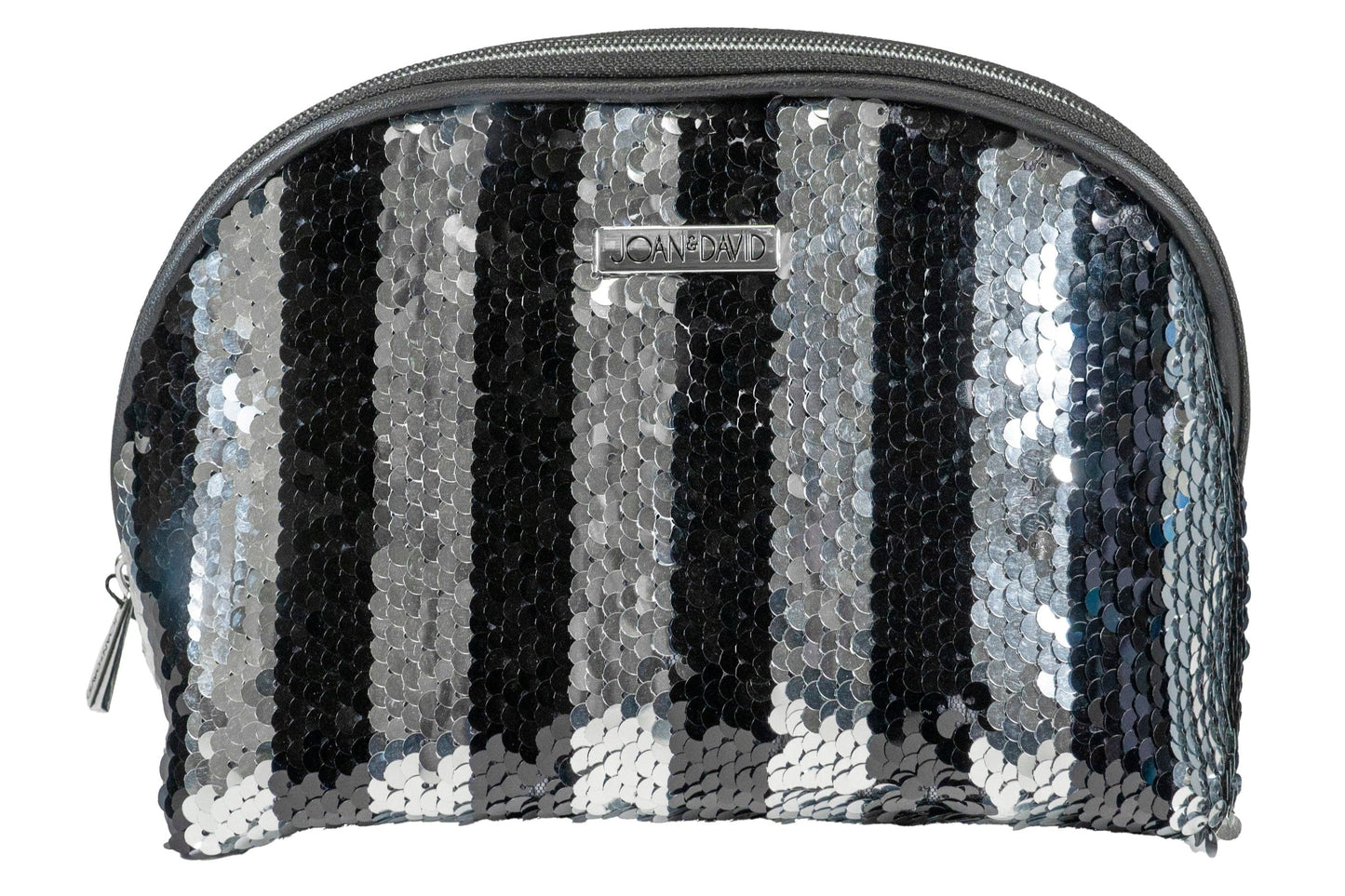 Joan & David Striped Sequin Dome Cosmetic Pouch