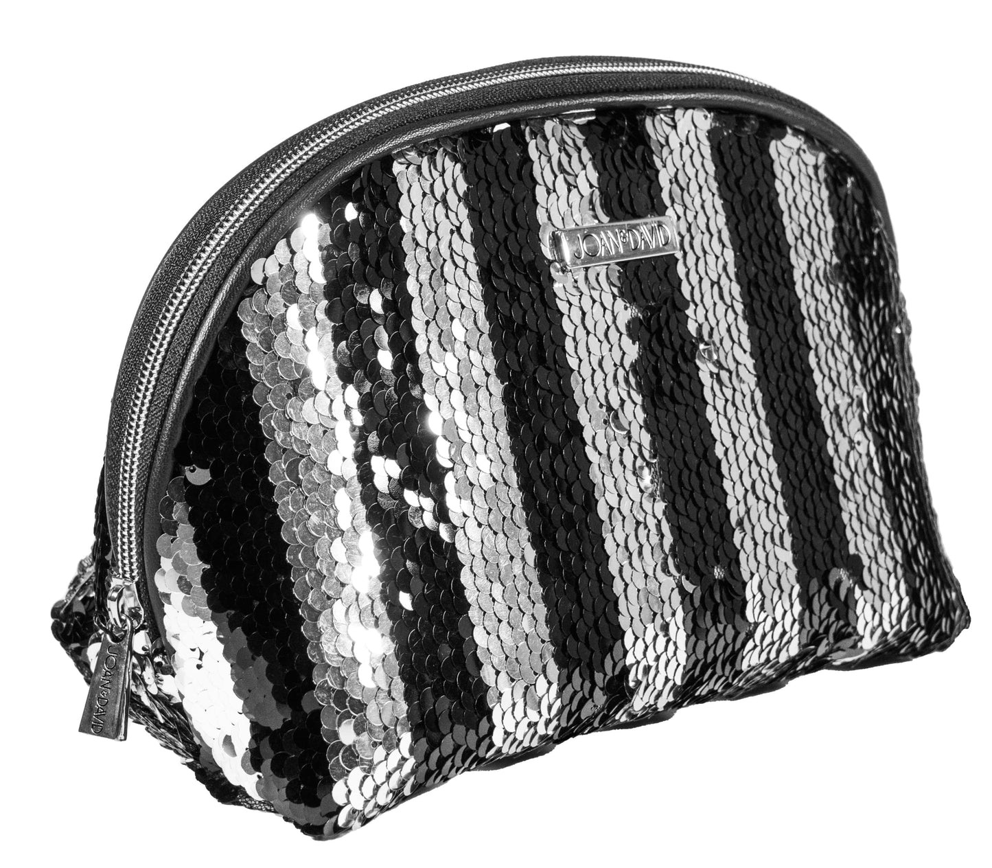 Joan & David Striped Sequin Dome Cosmetic Pouch