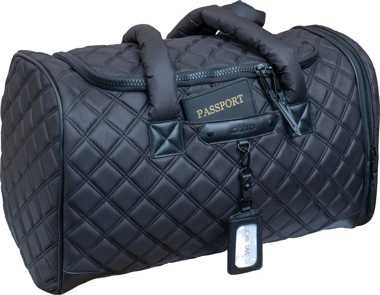 Joan & David 22 Inch Diamond Quilted Parachute Nylon Shoe Pocket Duffel Bag