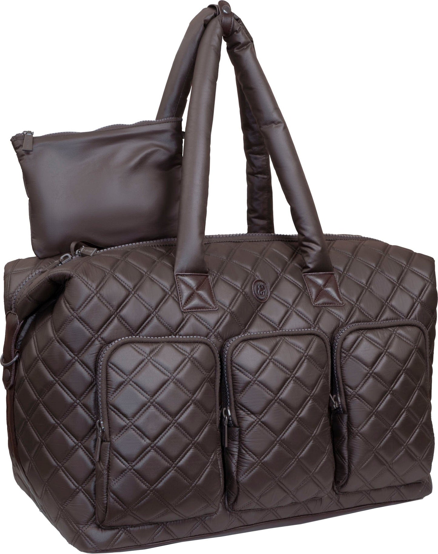 Joan & David 22 Inch Diamond Quilted Parachute Nylon 3 Pocket Duffel Bag