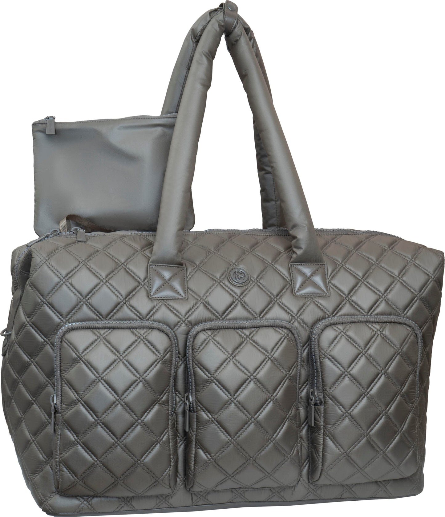 Joan & David 22 Inch Diamond Quilted Parachute Nylon 3 Pocket Duffel Bag