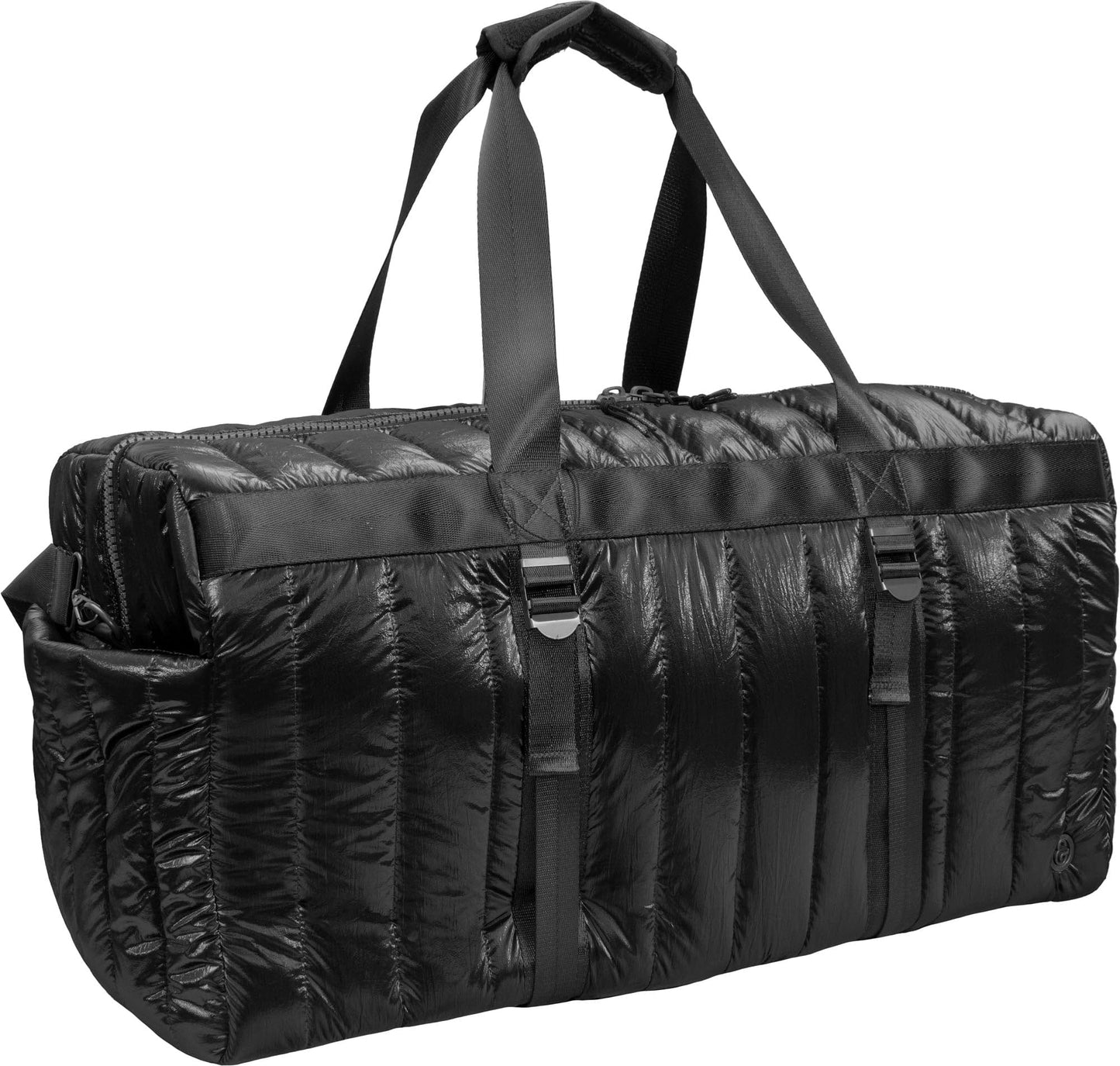 Joan & David 22 Inch Tubular Quilted Metallic Nylon Duffel Bag