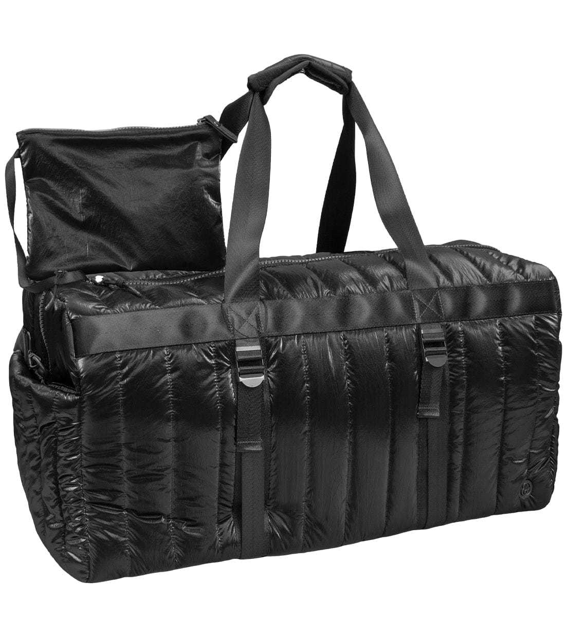 Joan & David 22 Inch Tubular Quilted Metallic Nylon Duffel Bag