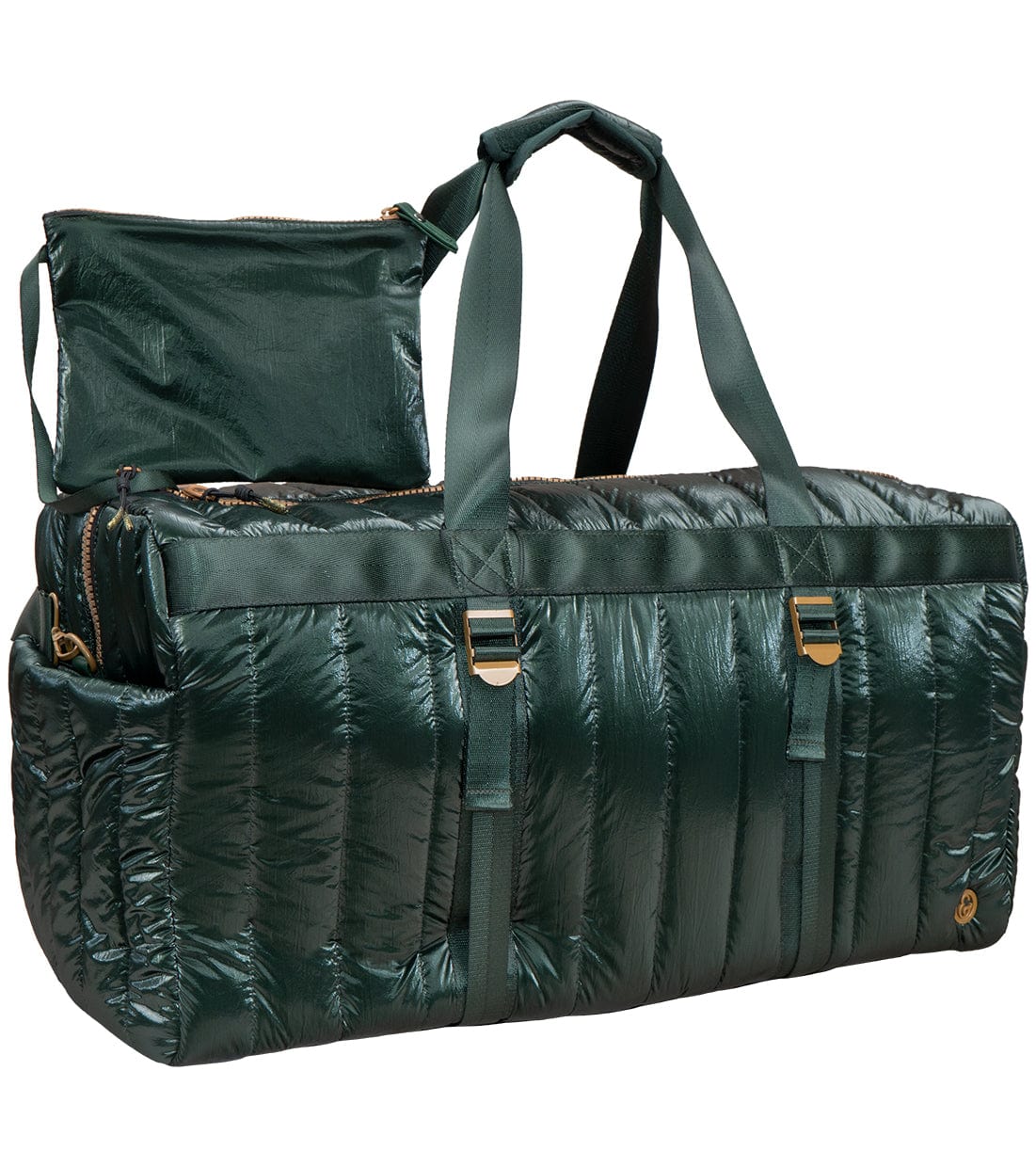 Joan & David 22 Inch Tubular Quilted Metallic Nylon Duffel Bag